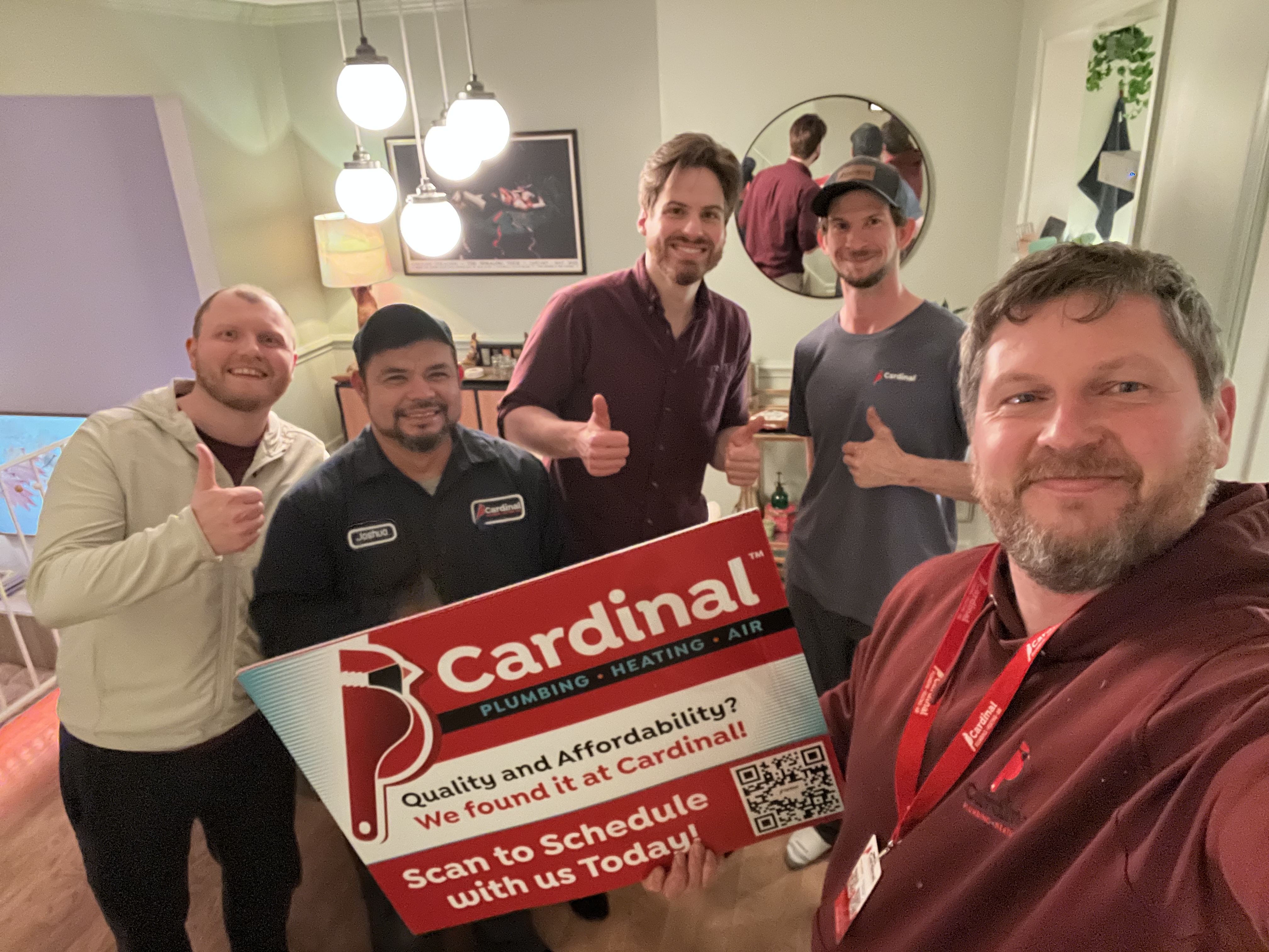 Our team brings friendly, reliable service and clear branding to every home visit, trust Cardinal Plumbing Heating & Air Inc for prompt care.