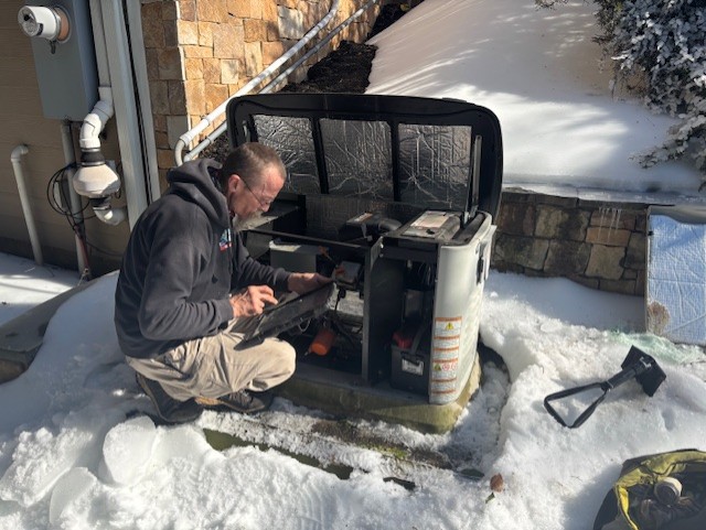 Braving winter weather, Parrish Services delivers dependable generator maintenance to keep your home powered and protected.