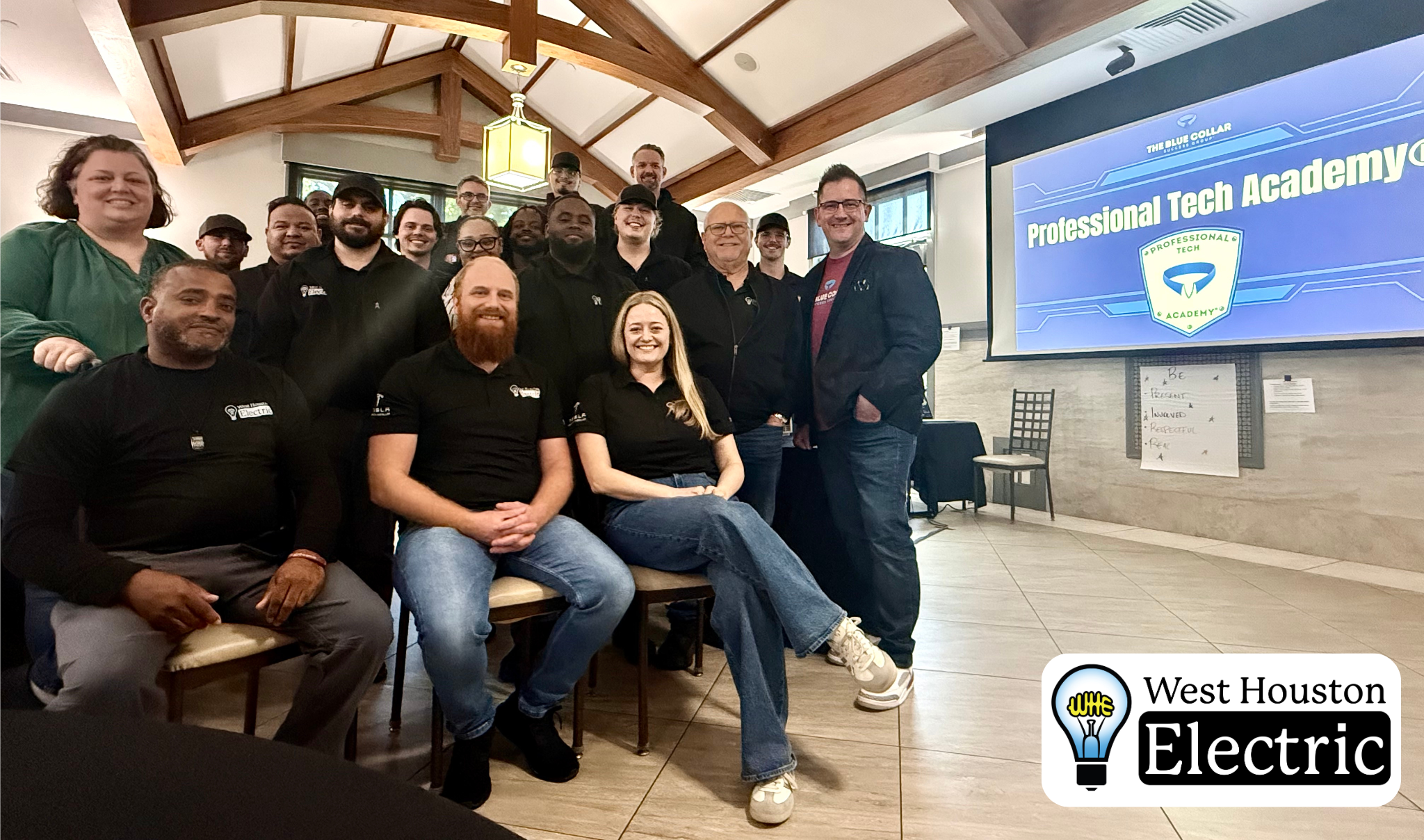 West Houston Electric, Inc. showcases a skilled, well-trained team at a Professional Tech Academy session to build trust and reliability.
