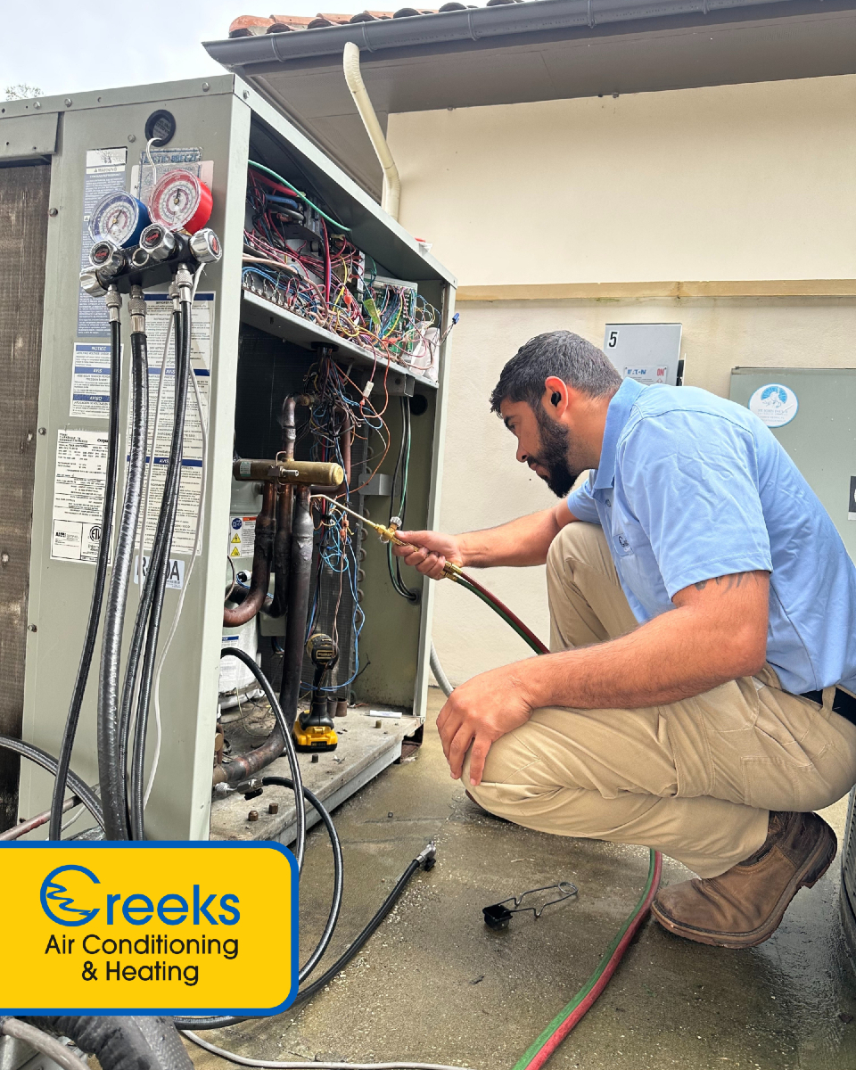 Experience exceptional service with Creeks Air Conditioning & Heating, where skilled technicians work diligently to ensure your comfort.
