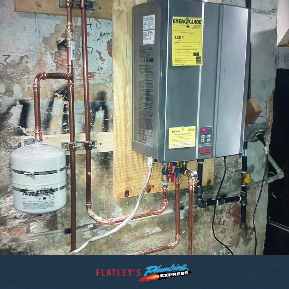 Upgrade to efficiency and quality with Flatley's Plumbing Express for your expert water heater installations.