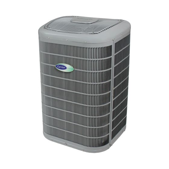Stay cool and comfortable with Harker Heating & Cooling's top-of-the-line Carrier air conditioning unit, perfect for all your indoor climate needs.