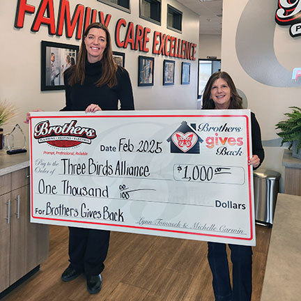Brothers Plumbing, Heating, and Electric proudly supports the community through their 'Brothers Gives Back' initiative, emphasizing dedication to family care and excellence.