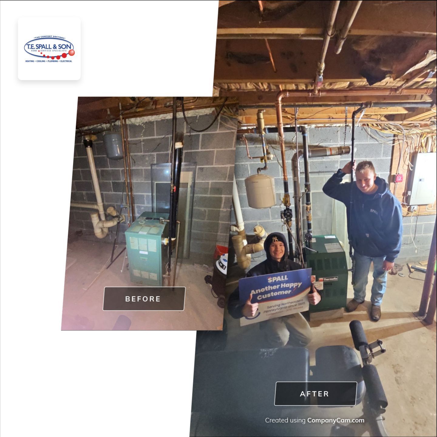 Experience exceptional HVAC services with T.E. Spall & Son – transforming spaces and ensuring customer happiness.