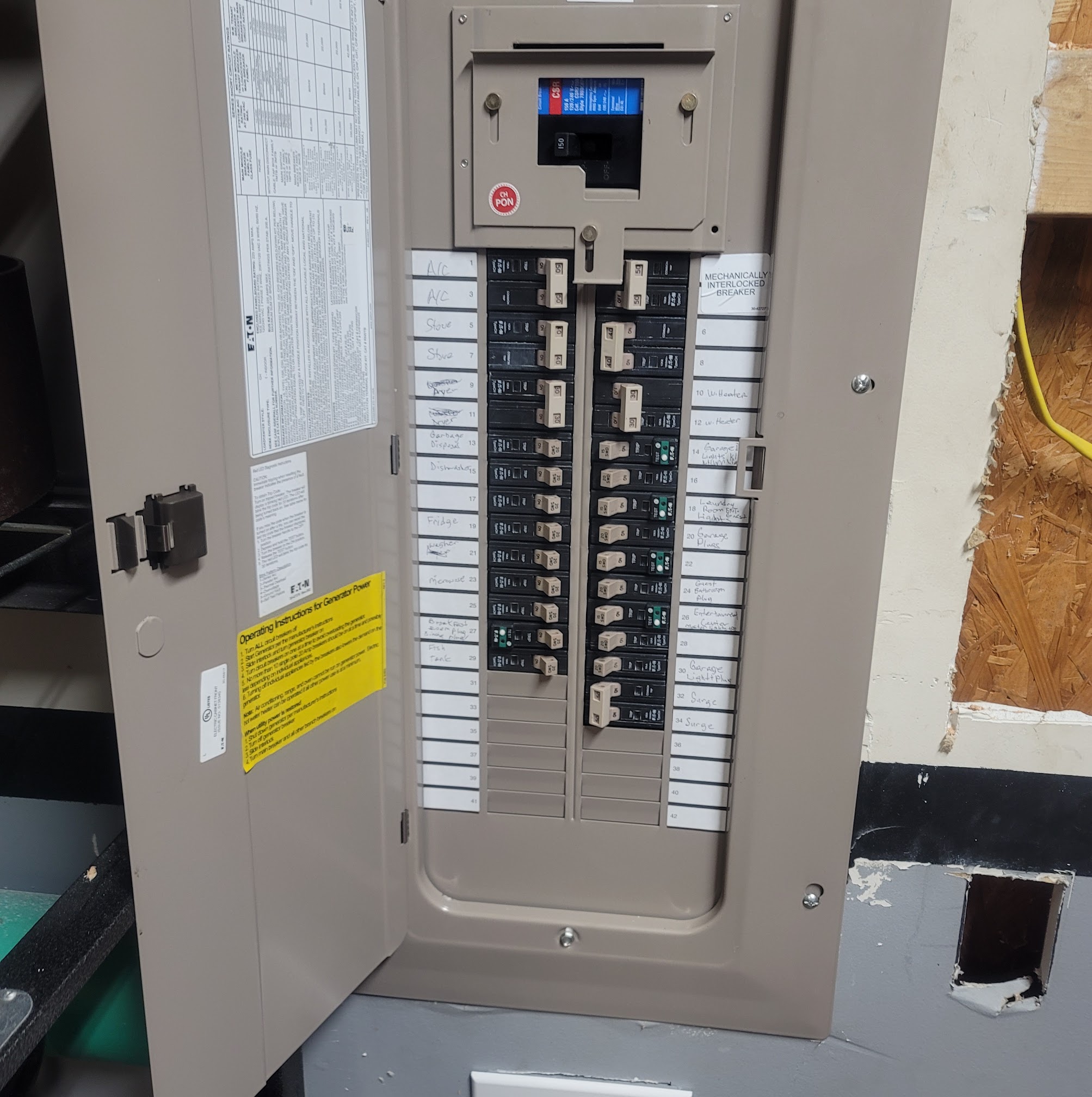 Neat, clearly labeled electrical work highlights the reliable craftsmanship customers expect from Abacus Plumbing, Air Conditioning & Electrical.