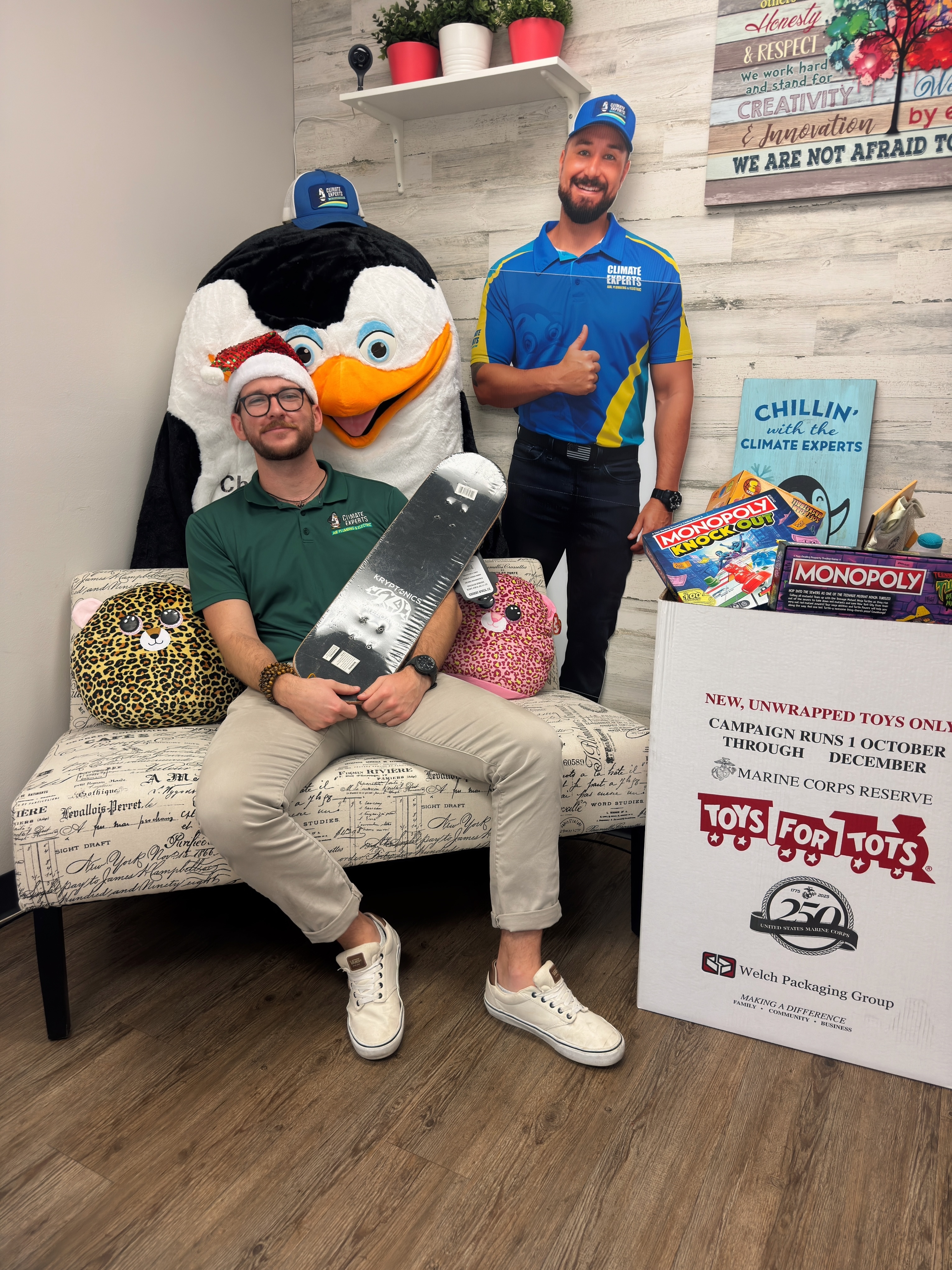 Embrace the holiday spirit with Climate Experts Air, Plumbing & Electric while supporting Toys for Tots!