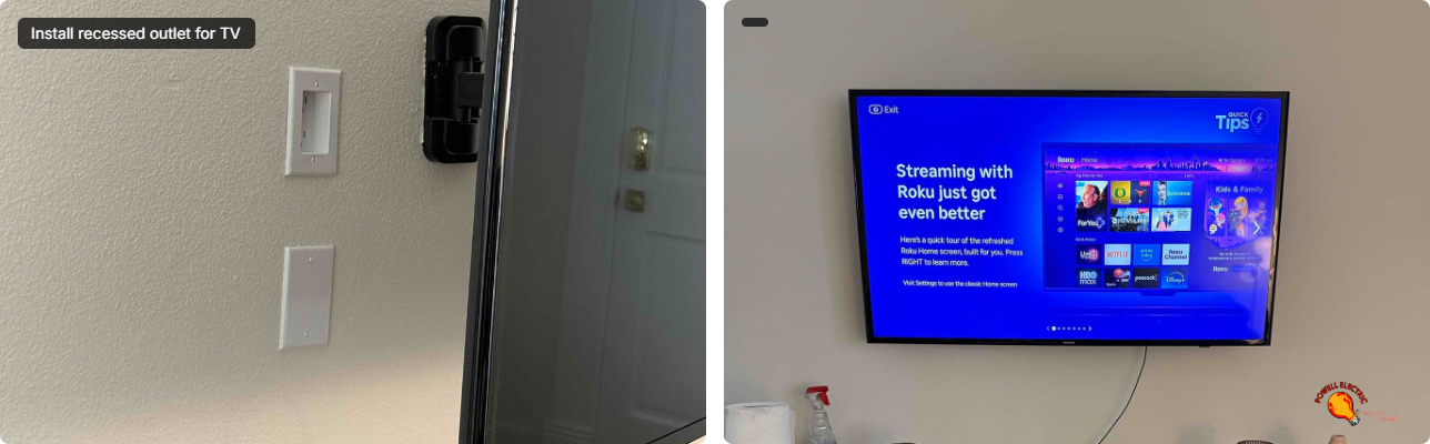 Powell Electric delivers clean, reliable TV outlet installations that keep living spaces tidy while ensuring safe, professional power access.