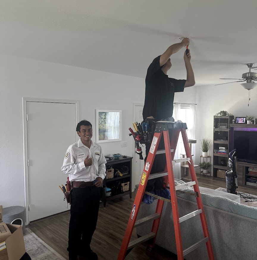 Friendly, professional technicians from Abacus Plumbing, Air Conditioning, & Electrical quickly and carefully restore your ceiling fixture while respecting your home.