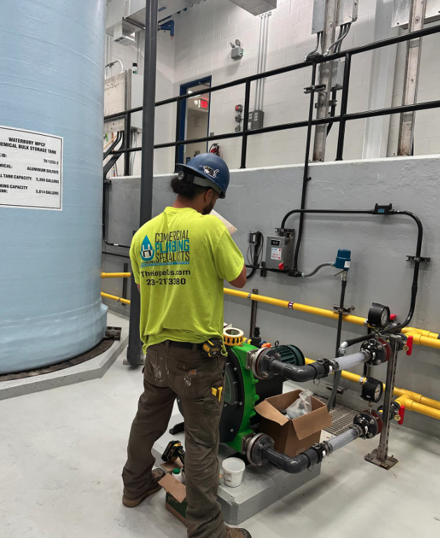 Hope Plumbing demonstrates professional, safety-first commercial plumbing service with skilled technicians delivering reliable pump and piping solutions.