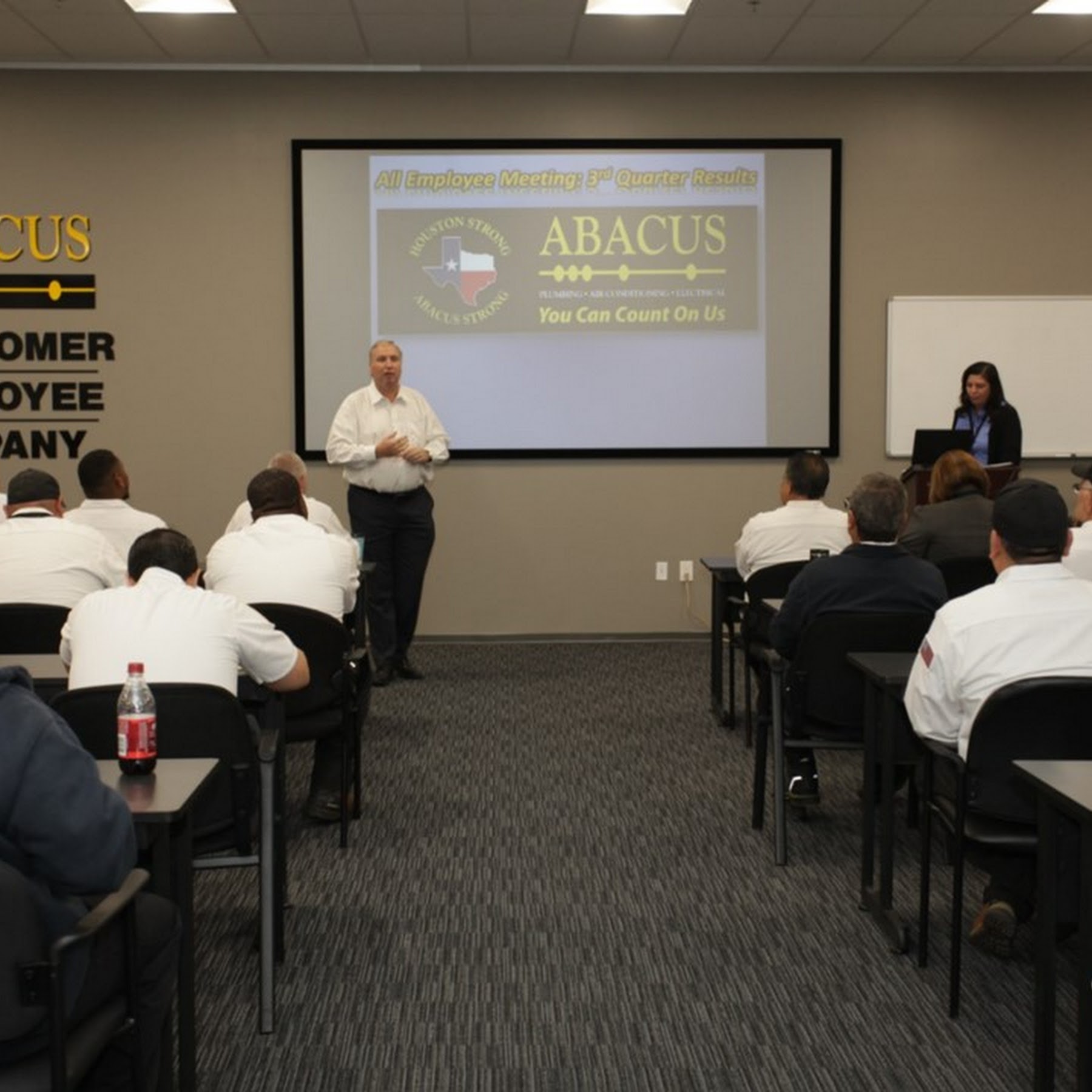 Abacus Plumbing, Air Conditioning & Electrical demonstrates its commitment to professional training and consistent service through regular team meetings.
