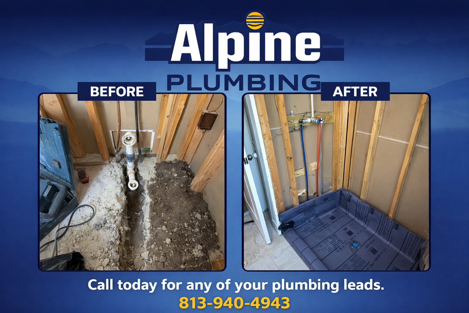 Experience the transformation with Alpine Plumbing — turning construction chaos into seamless elegance.