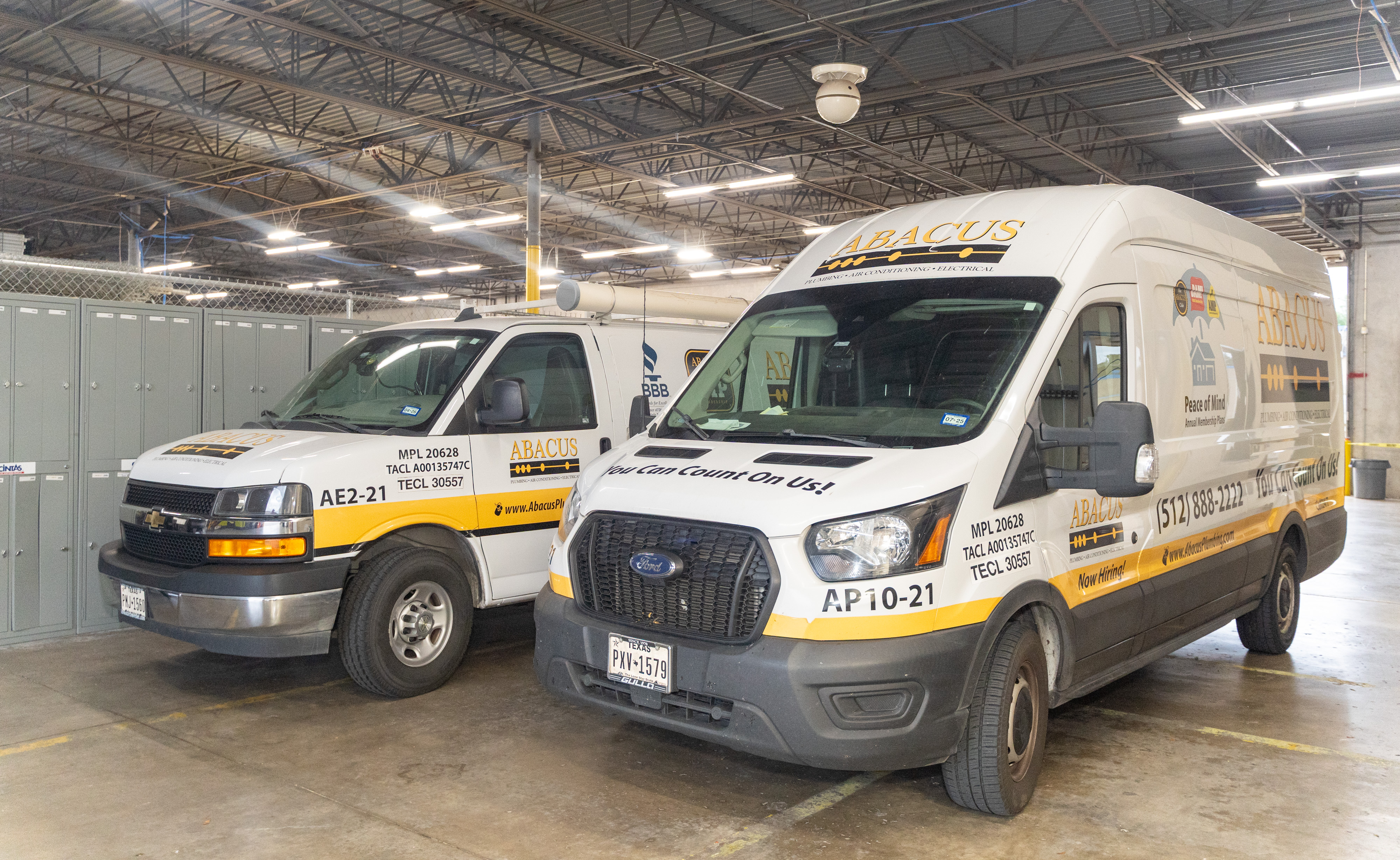 Reliable service and professional fleet readiness are on display with Abacus Plumbing, Air Conditioning, & Electrical, ready to respond quickly.