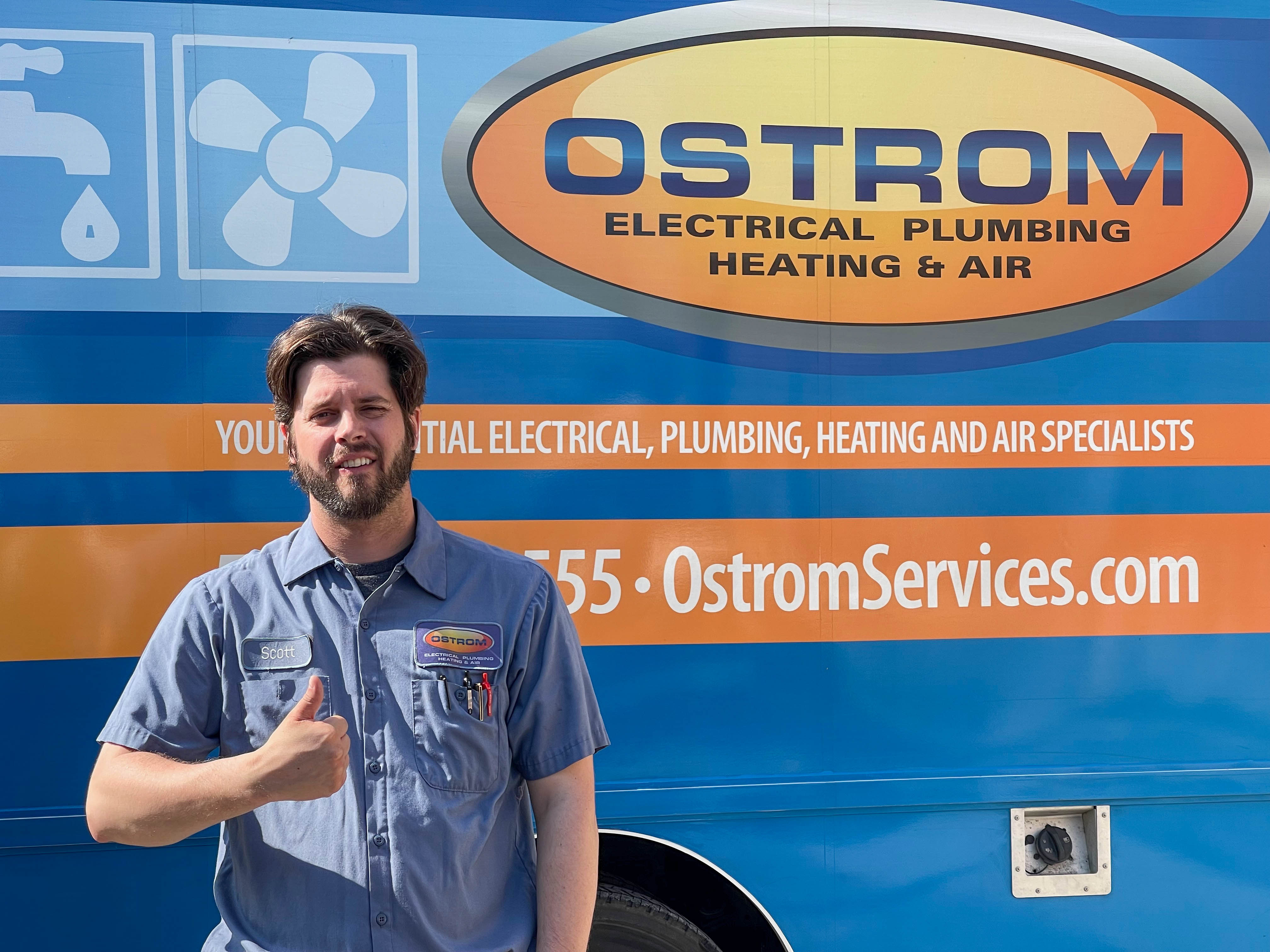 Trust Ostrom Electrical Plumbing Heating & Air for expert service with a smile.