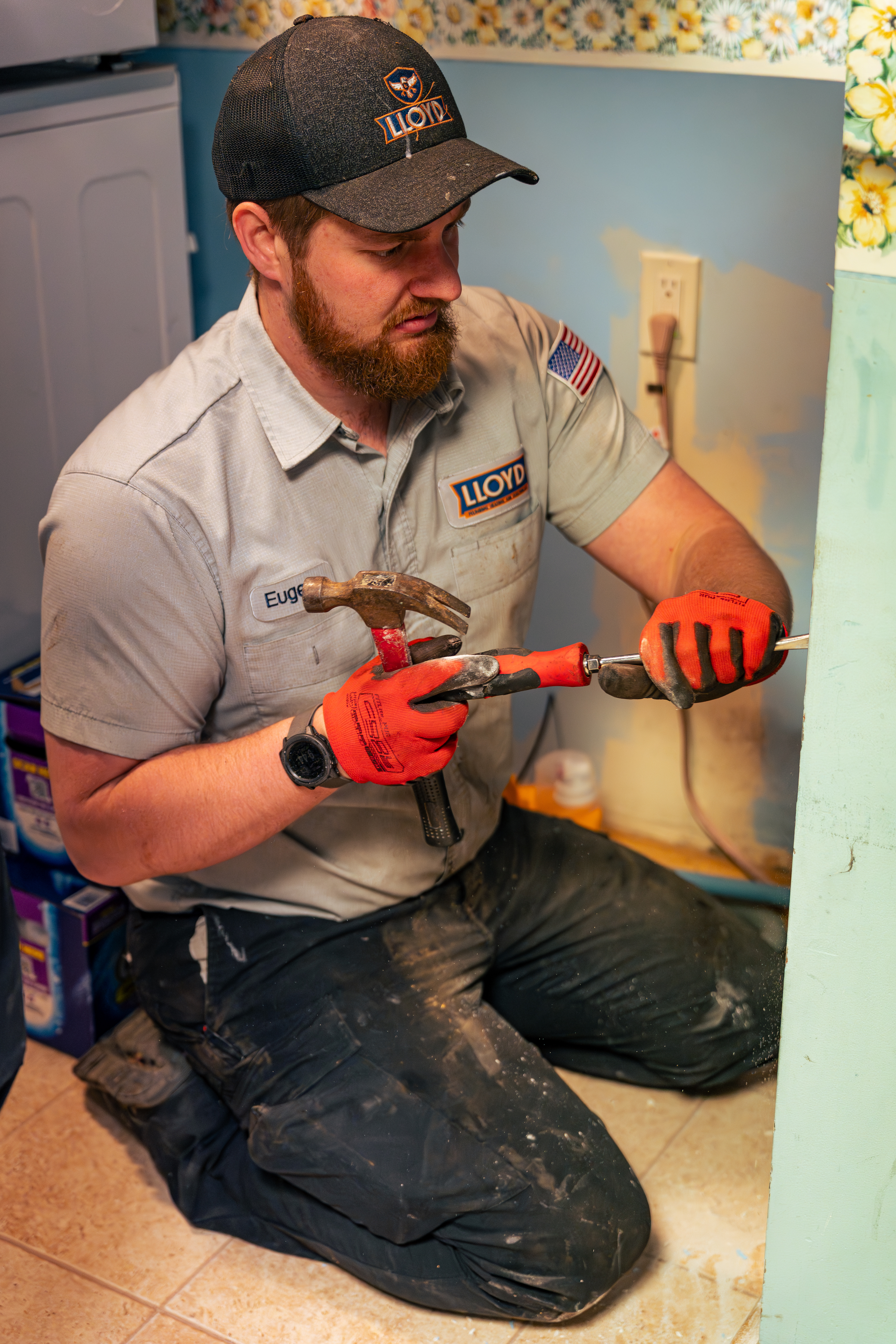 Careful, professional service from Lloyd Plumbing, Heating, Air, Electrical shows craftsmanship and safety-first attention while repairing home fixtures.