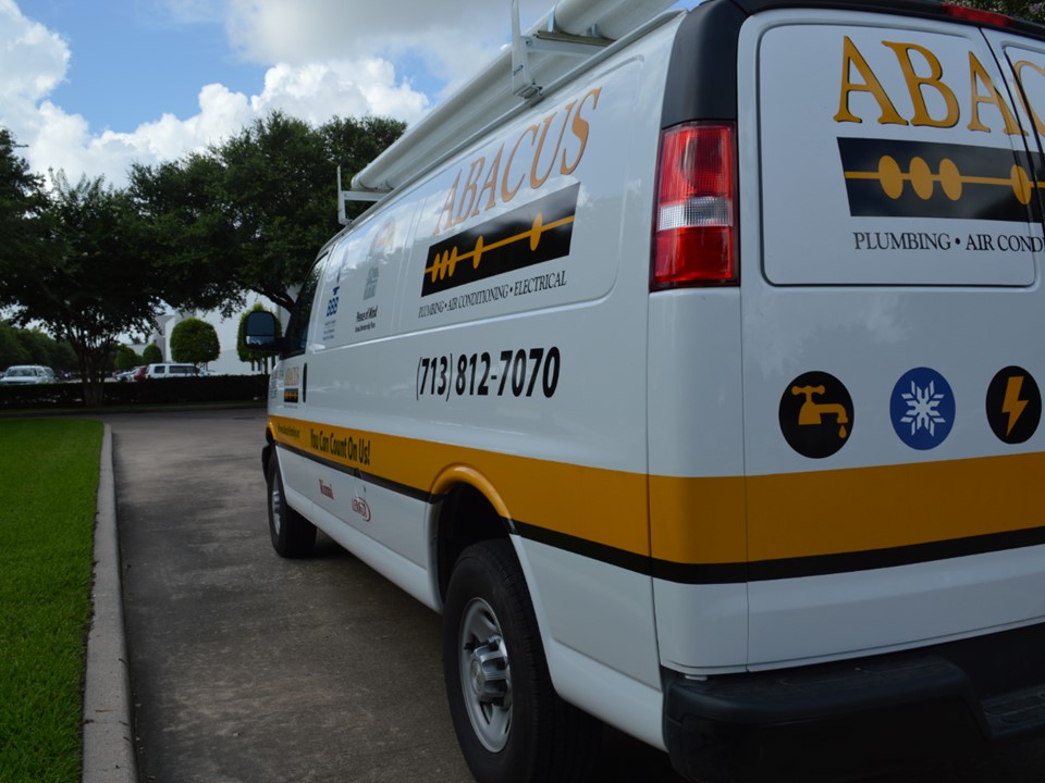 A well-branded, professional service van from Abacus Plumbing, Air Conditioning & Electrical signals reliable local craftsmanship and fast response.