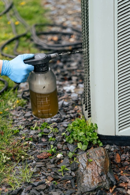 Skilled, careful maintenance keeps your system running efficiently, as shown by Lloyd Plumbing, Heating, Air, Electrical technicians on routine condenser care.