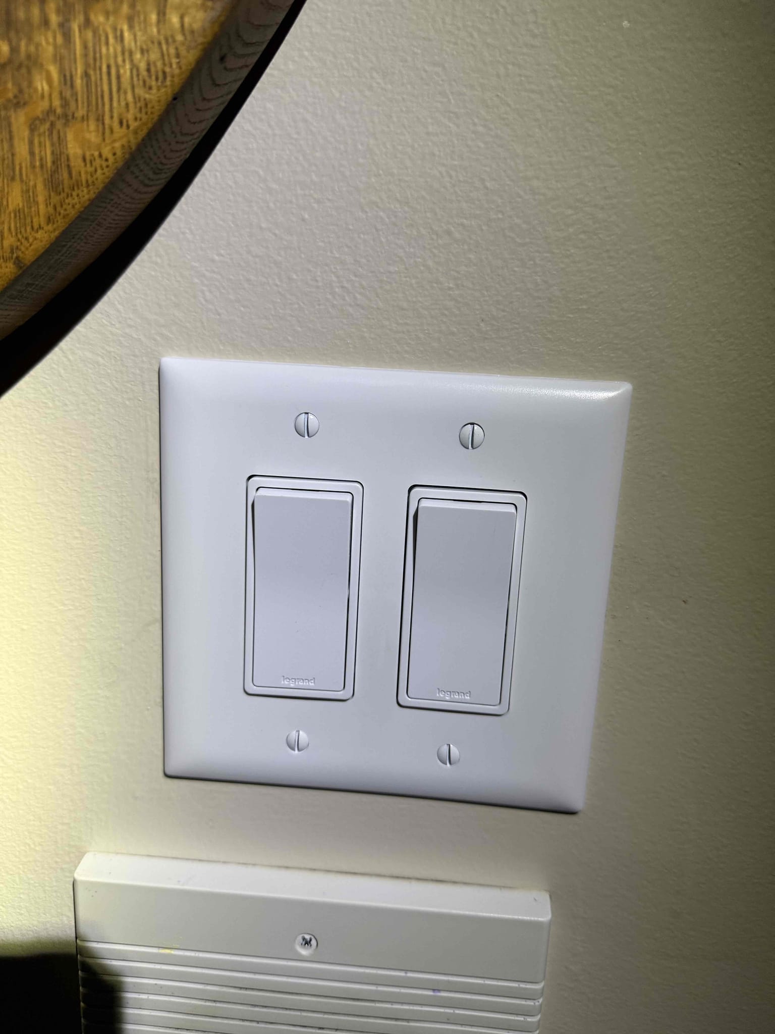 Cleanly installed Legrand switches show the attention to detail customers expect from Dawson's Electric & Air.
