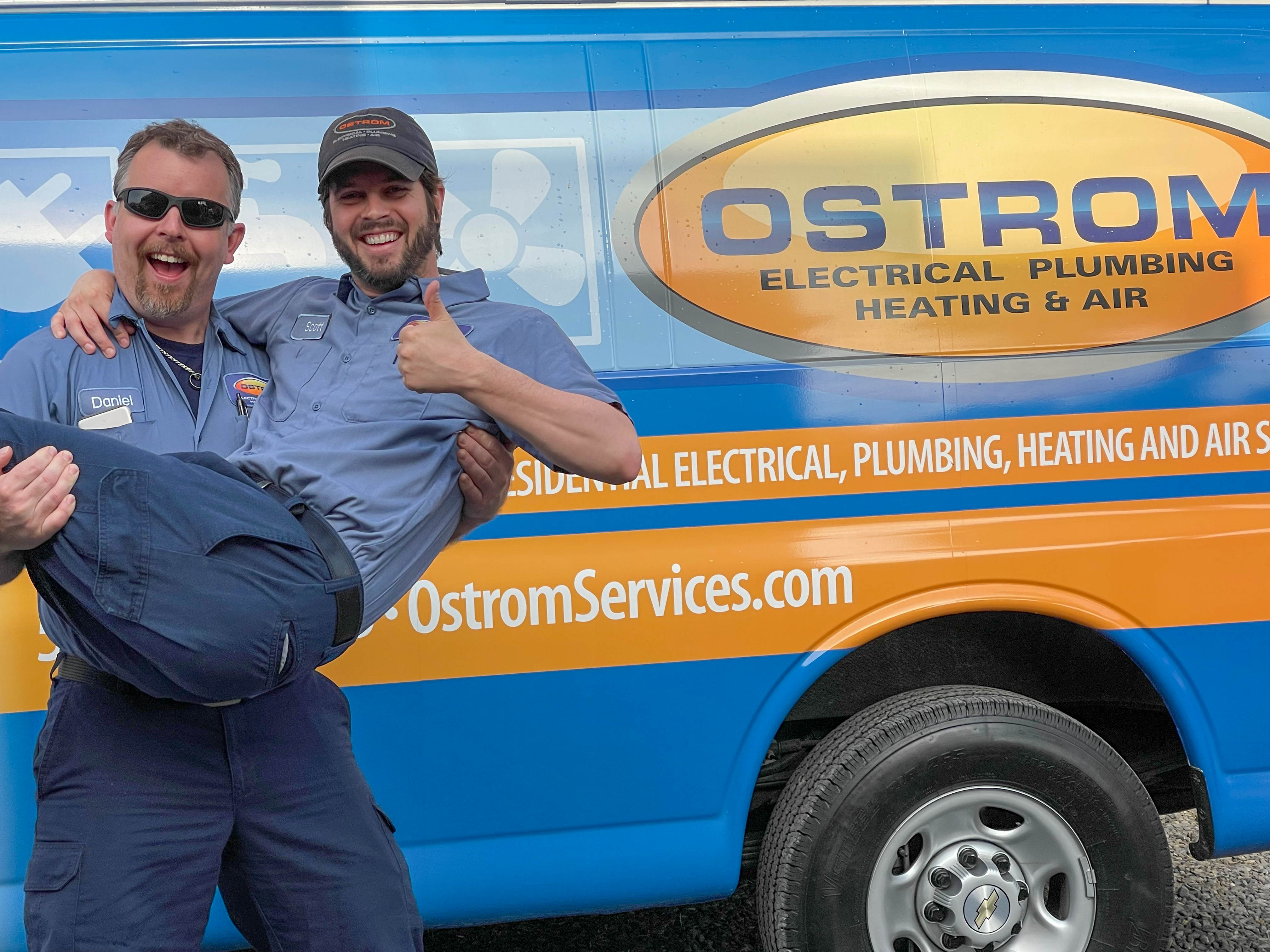 Experience unparalleled service with Ostrom Electrical Plumbing Heating & Air Conditioning. Our friendly technicians are here to make your day brighter!