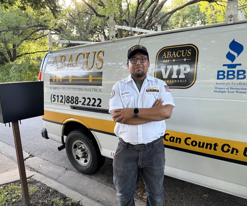 Confident and professional technicians from Abacus Plumbing, Air Conditioning, & Electrical ready to deliver reliable service and peace of mind.
