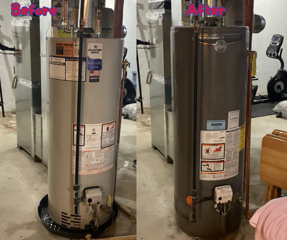 Mrs. Michael Plumbers, Electricians, and HVAC Technicians upgraded this home with a cleaner, more efficient water heater installation for lasting value.