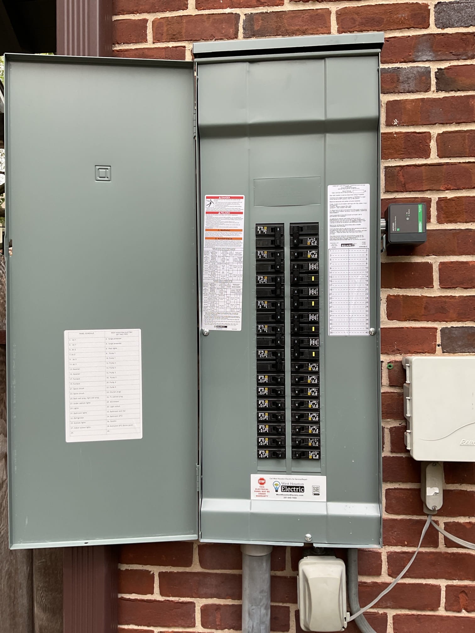 Clean, code-conscious breaker installation shows West Houston Electric, Inc. commitment to professional, reliable electrical service for homeowners.