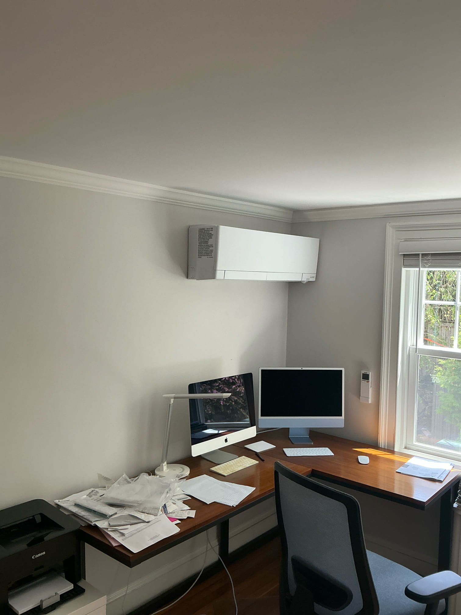 Enjoy quiet, efficient home comfort with Akian Plumbing, Heating, Cooling & Electric expertly installing a discreet ductless mini-split unit.