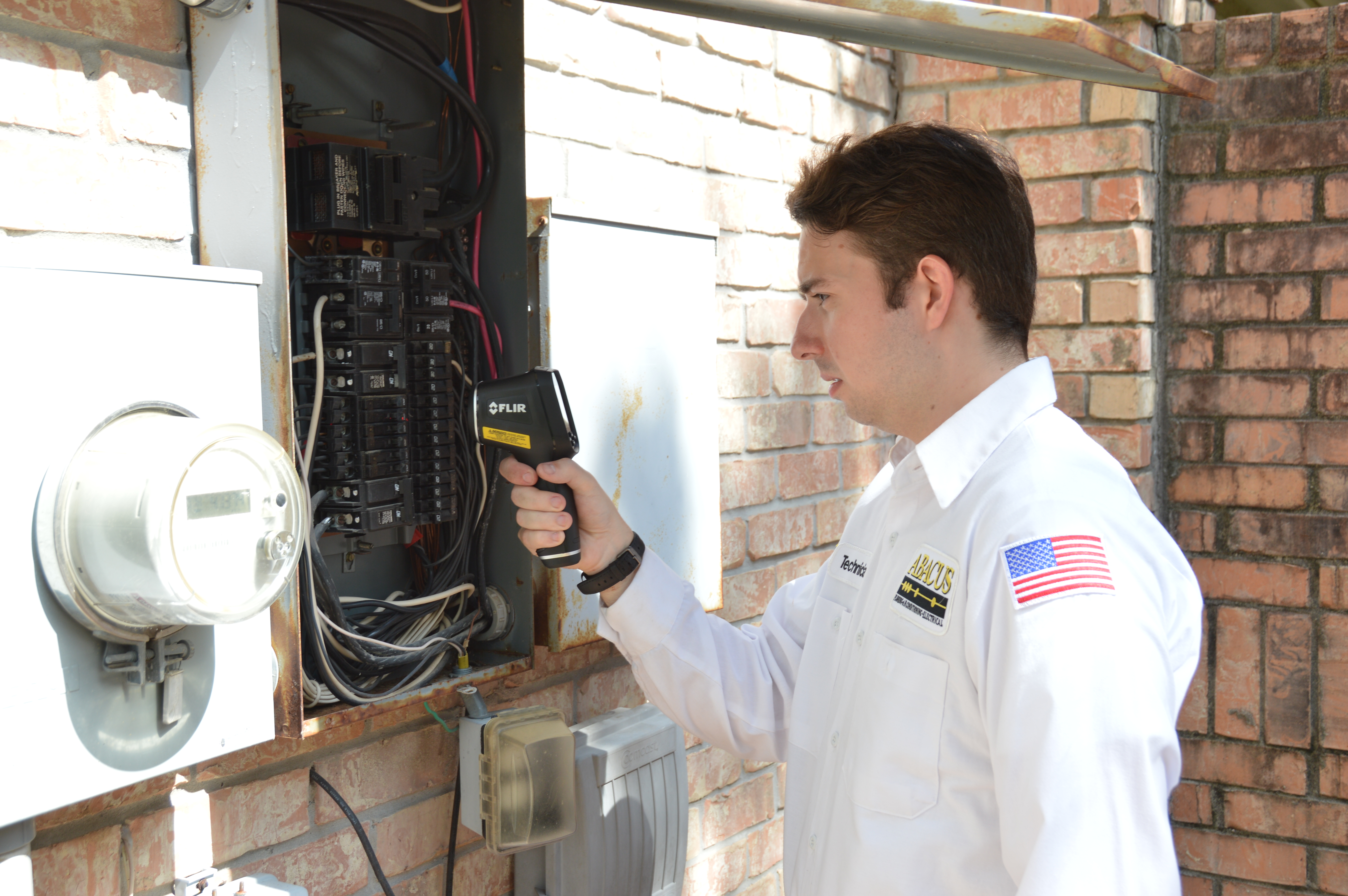 Skilled technicians from Abacus Plumbing, Air Conditioning, & Electrical perform thorough on-site electrical inspections using thermal diagnostics for safe, reliable results.