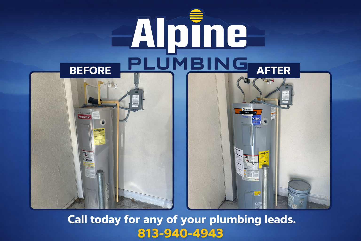 Experience quality and expertise with Alpine Plumbing – your go-to source for reliable water heater installations!