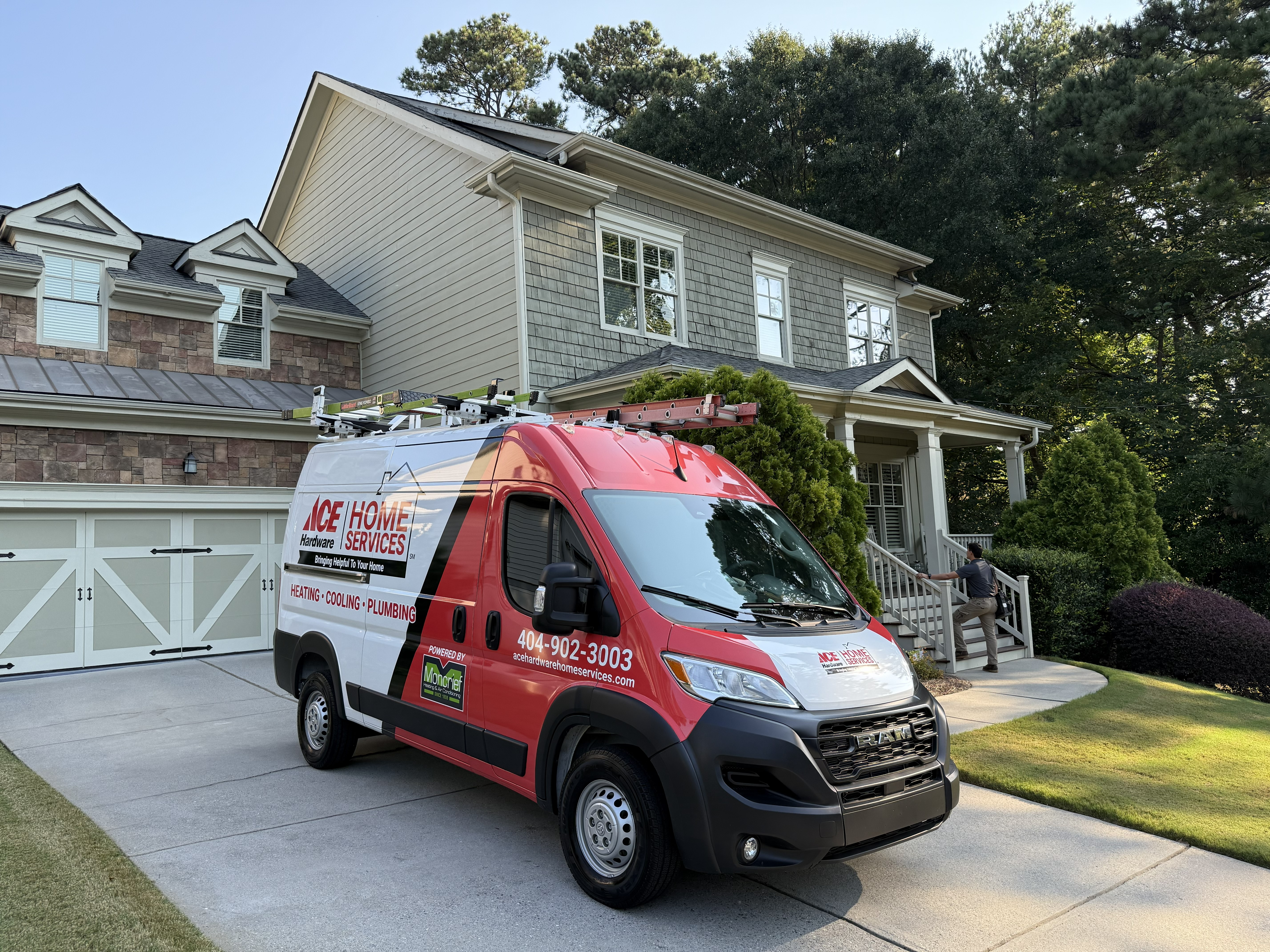 Moncrief Heating & Air Conditioning ensures your home stays comfortable with reliable HVAC and plumbing services, as shown in our well-equipped service van right at your doorstep.