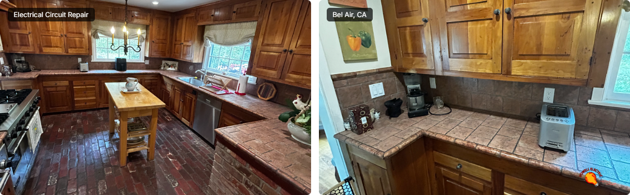 Powell Electric delivered reliable kitchen electrical solutions that keep your outlets and appliances safe while preserving beautiful cabinetry and countertops.