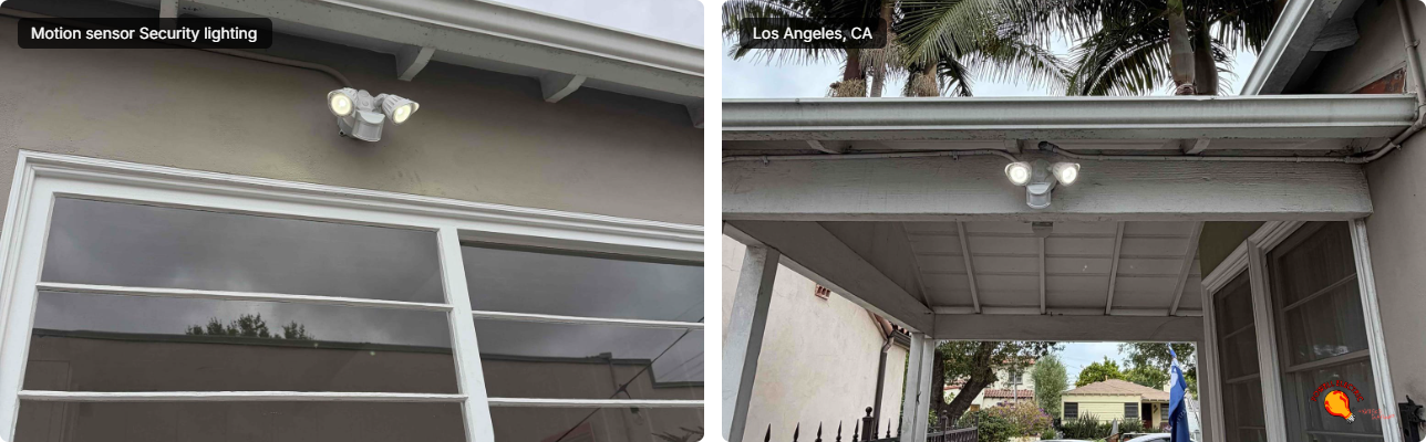 Powell Electric installed a discreet motion sensor light that enhances home safety and curb appeal with clean, professional placement.