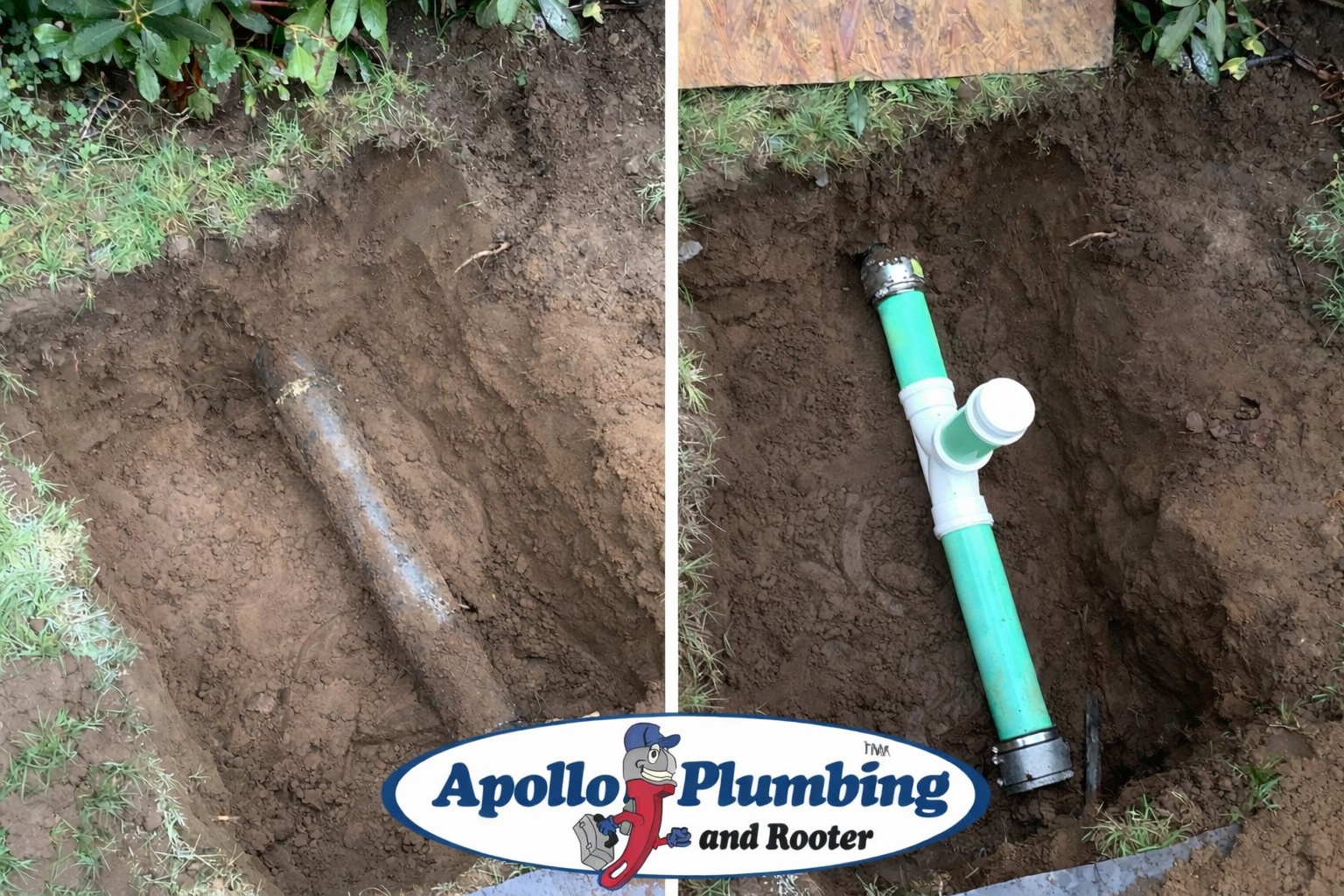 Apollo Plumbing showcases their expertise with a seamless transformation from old to new piping, proving their commitment to quality and customer satisfaction.