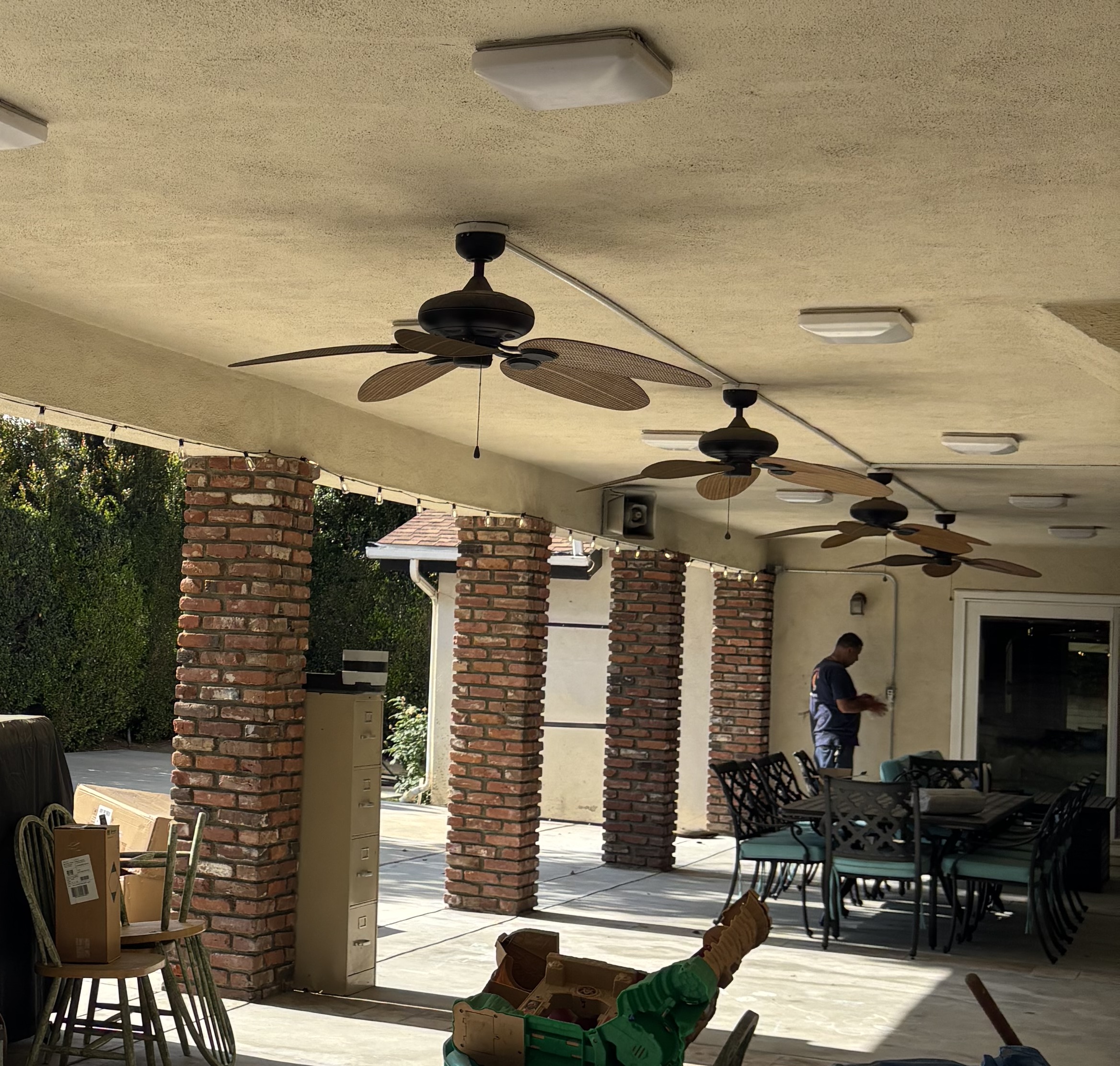 Powell Electric delivers reliable outdoor lighting and fan installations that keep your patio comfortable and safe for family gatherings.