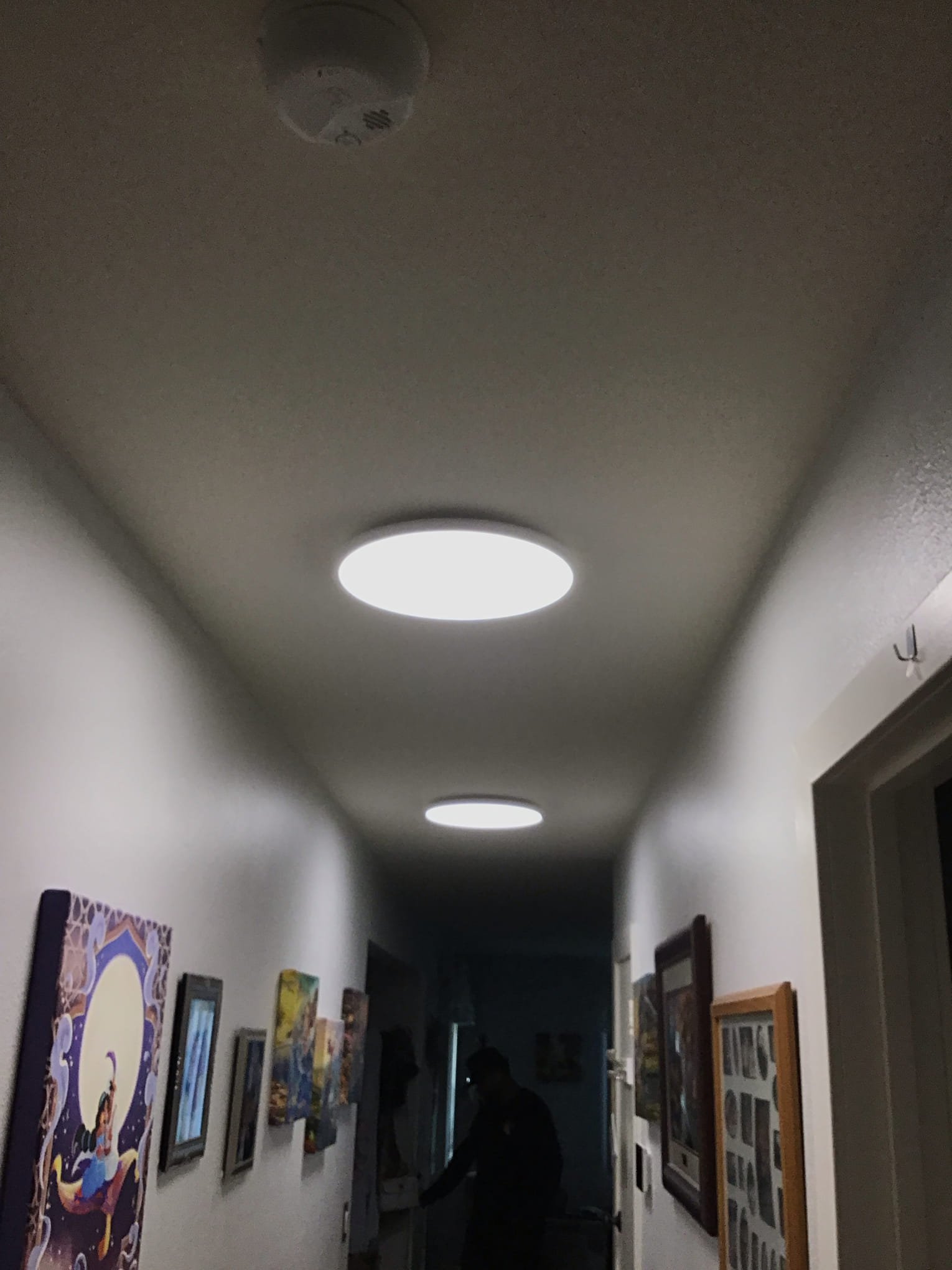 Powell Electric brightened this hallway with clean, modern LED lighting that improves safety and showcases careful craftsmanship.
