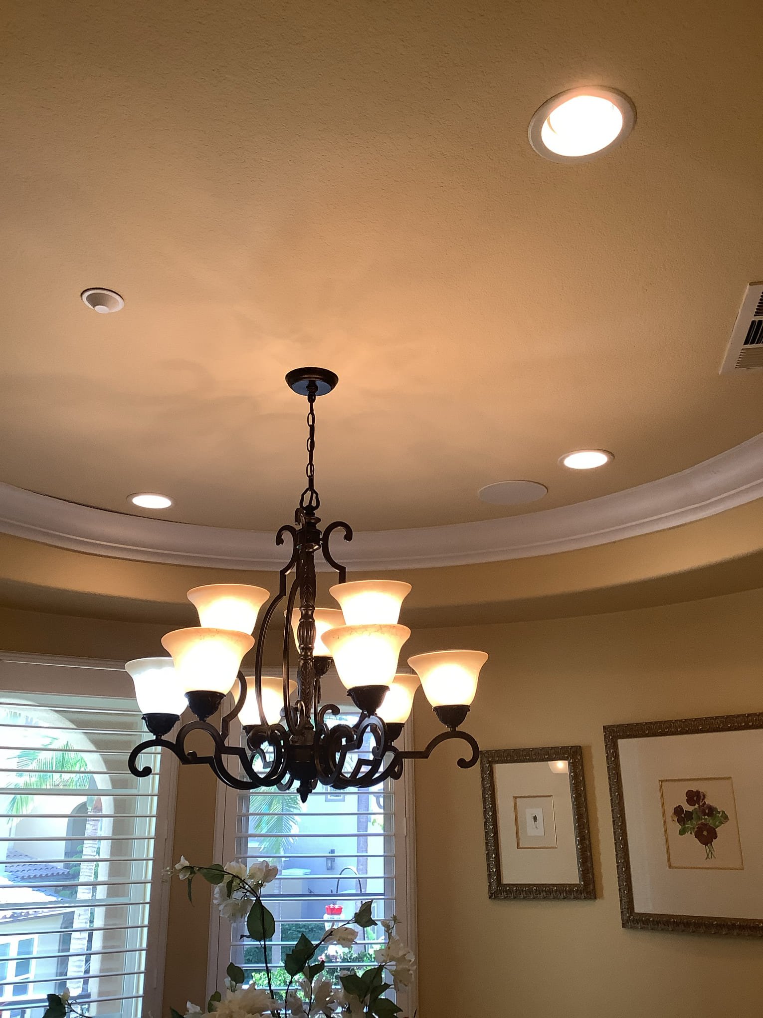 Powell Electric brings dependable, neat lighting installations to your home, creating a warm, professionally finished dining space.