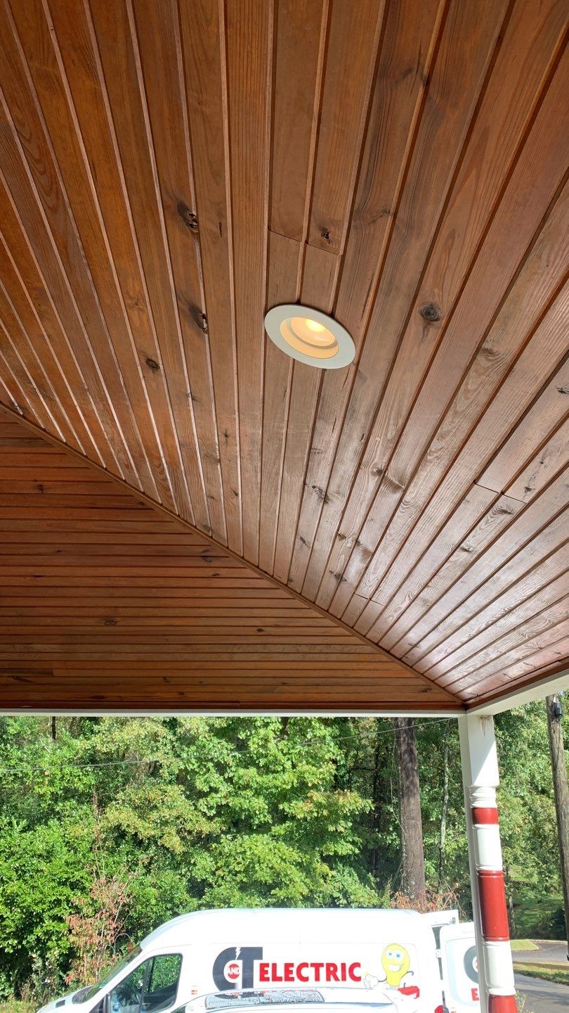 A polished outdoor ceiling and carefully installed recessed lighting show C&T Electric LLC’s craftsmanship and reliable residential service.