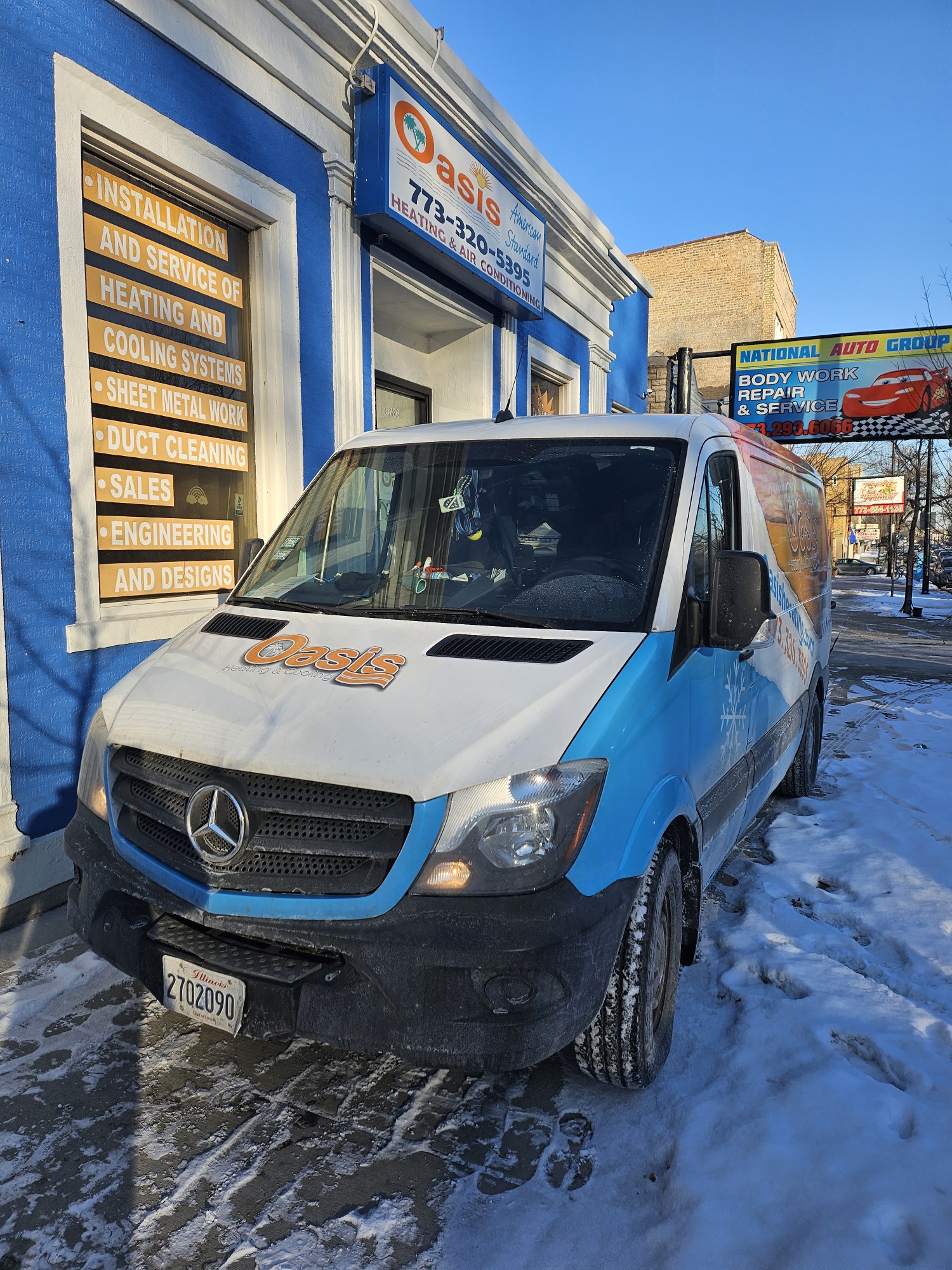 Reliable, branded service on cold days shows Oasis Heating and Cooling ready to deliver fast, professional HVAC care.
