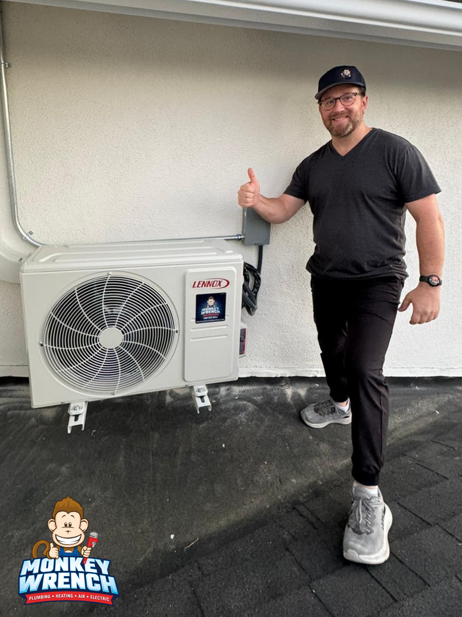 Experience reliable HVAC services with a smile at Monkey Wrench Plumbing, Heating, Air & Electric.