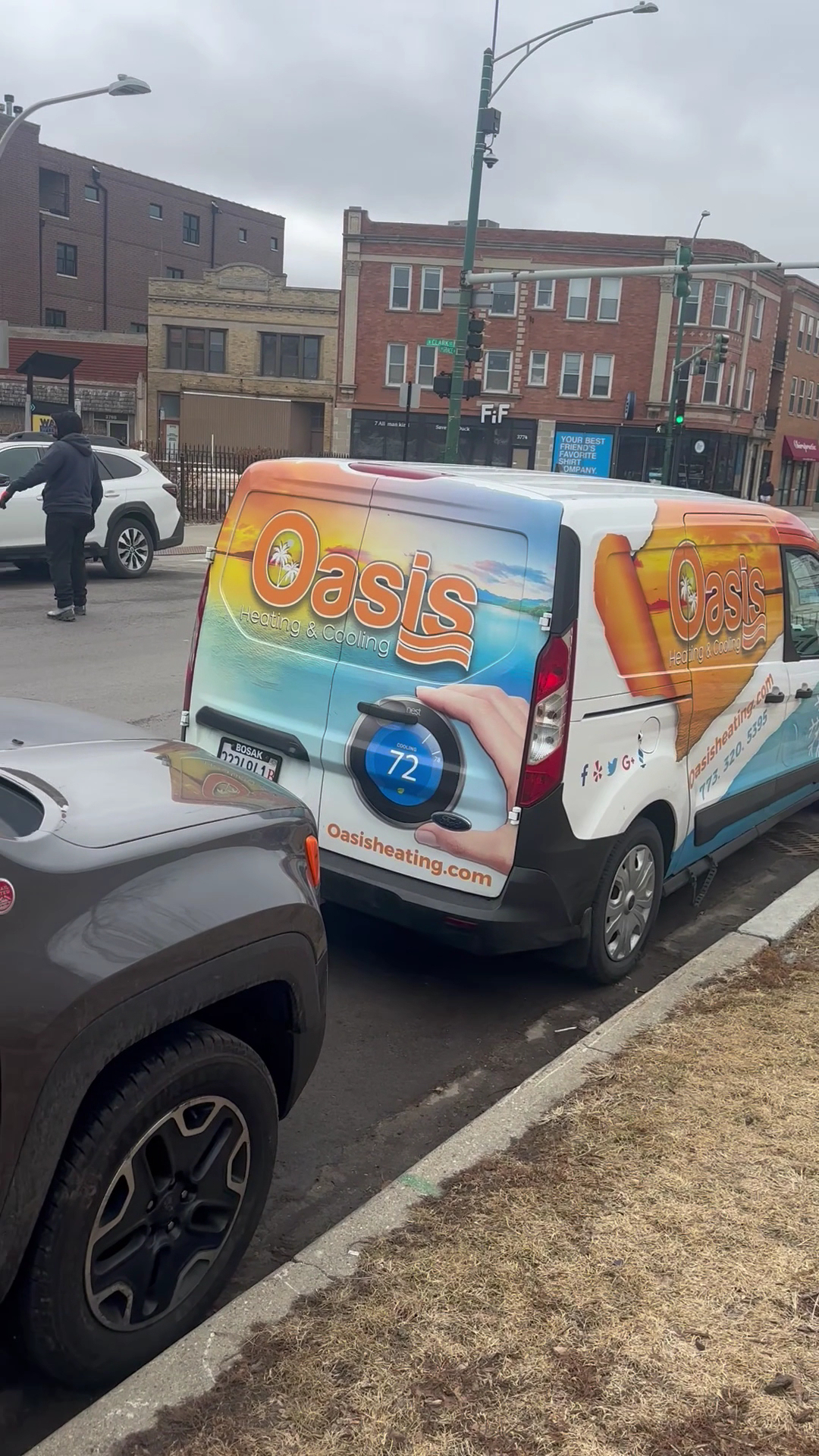 A brightly branded Oasis Heating and Cooling service van demonstrates professional, reliable HVAC expertise and fast local response.