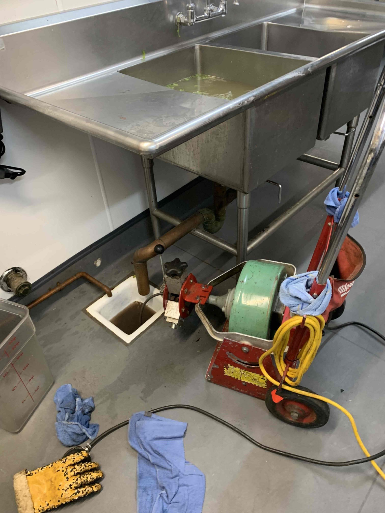 Skilled technicians from Magic Plumbing Heating & Cooling restored proper drain flow quickly and left the commercial sink area tidy and ready for use.