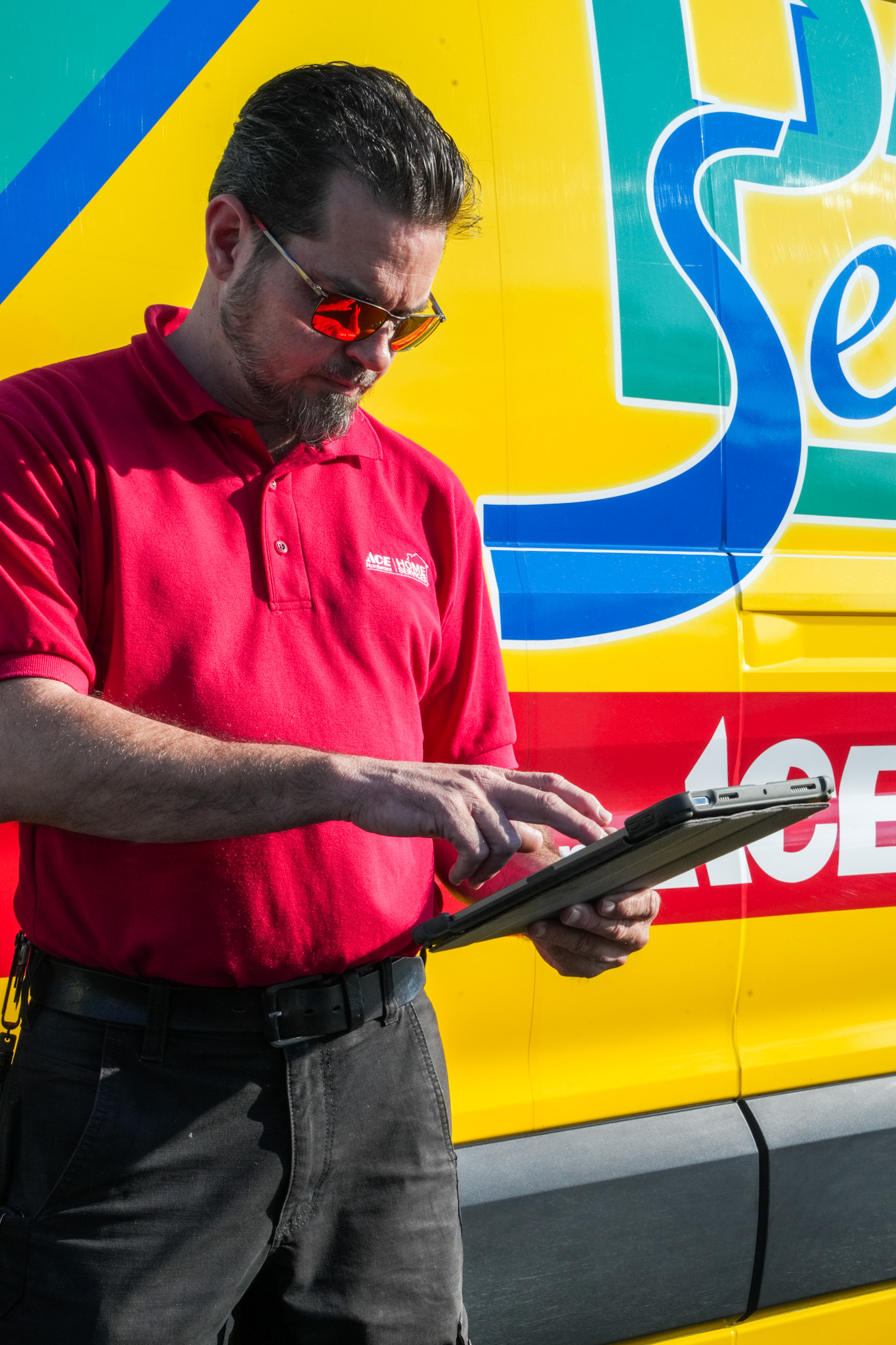 Trust Parrish Services for professional, on-time service and clear communication, showcased by our technicians using digital tools on-site.