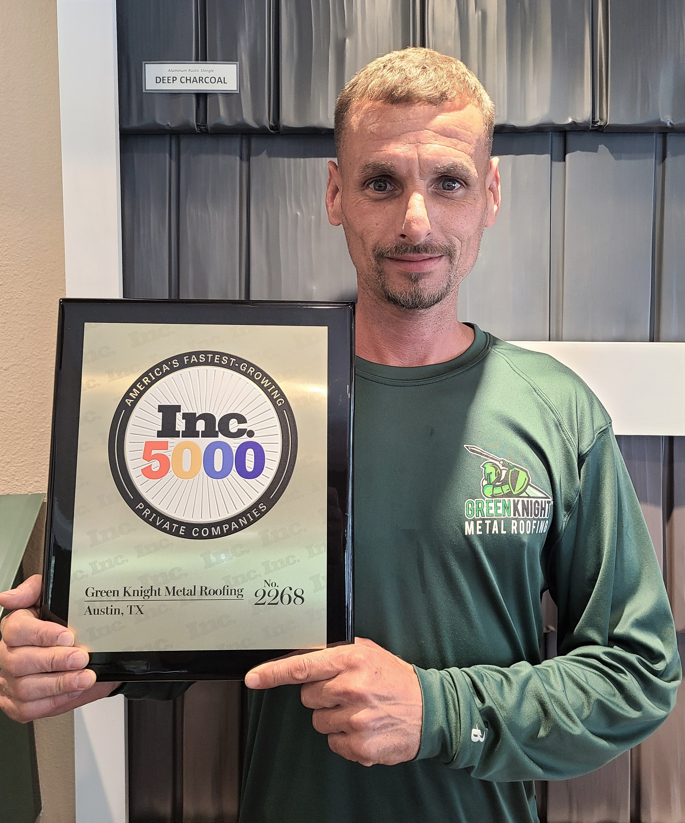 Celebrating excellence with Green Knight® Metal Roofing, recognized as one of America's fastest-growing companies.