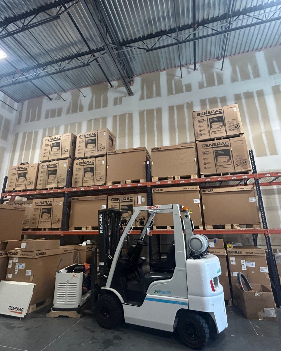 At Luminous Electric, our well-organized warehouse ensures that every Generac generator is ready for swift delivery and installation.