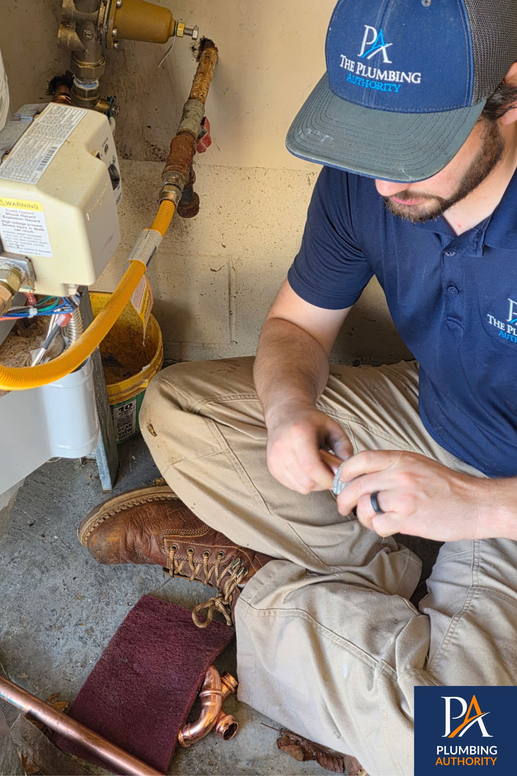 Skilled technicians from The Plumbing Authority deliver careful, trustworthy service on gas and copper plumbing with visible attention to detail.