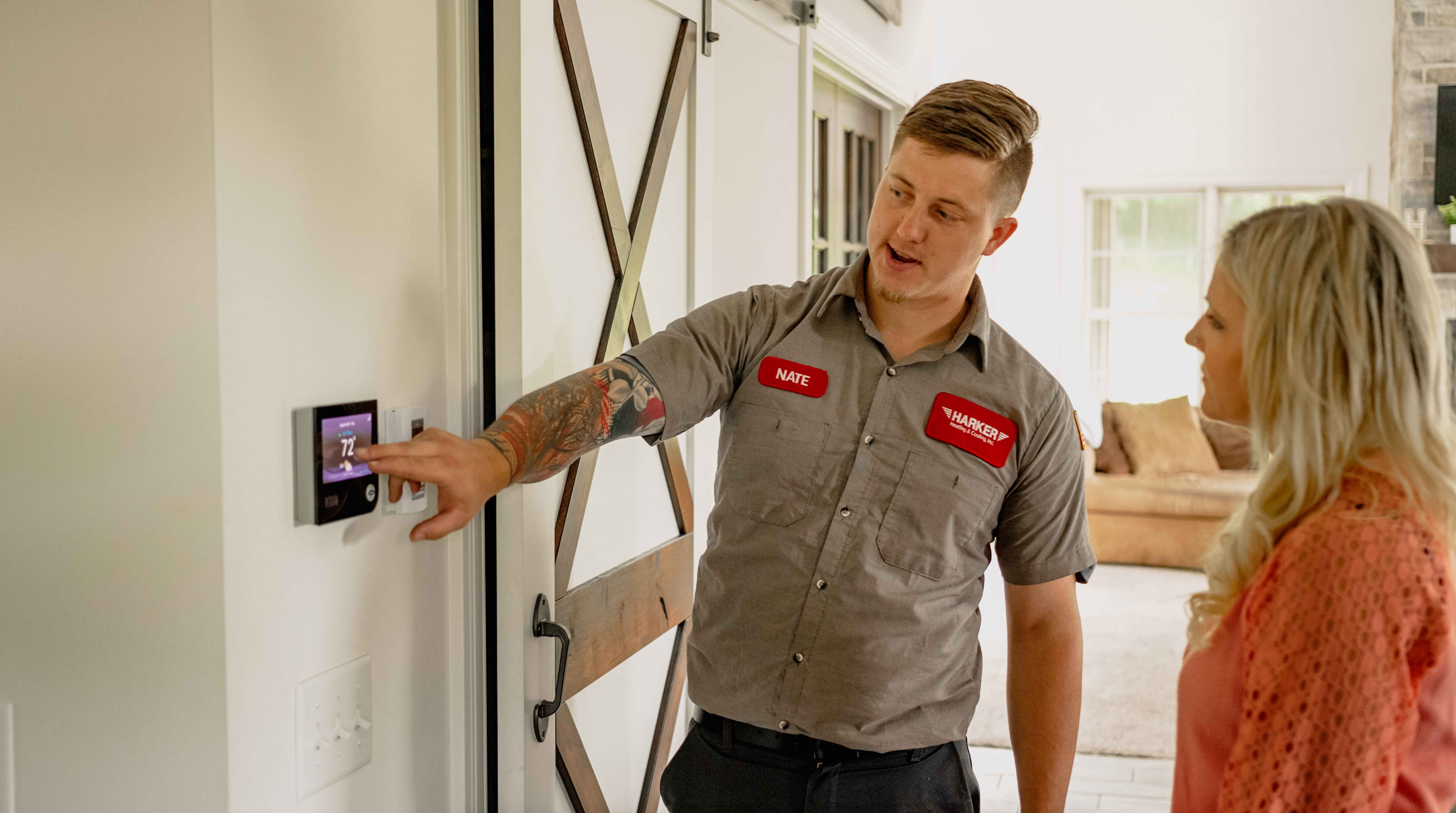 Experience exceptional HVAC service at home with Harker Heating & Cooling, where customer satisfaction is our top priority.