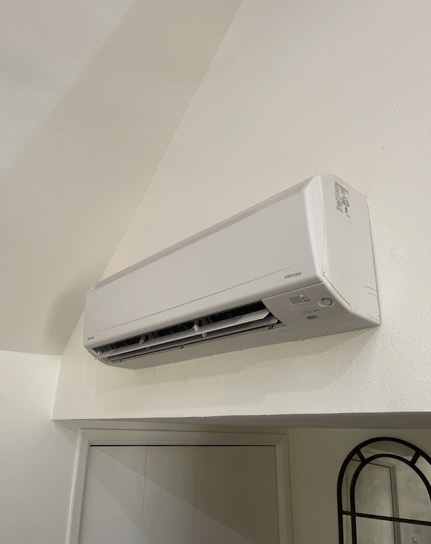 Clean, professional installation of a ductless mini-split showcases Abacus Plumbing, Air Conditioning, & Electrical's attention to lasting comfort.
