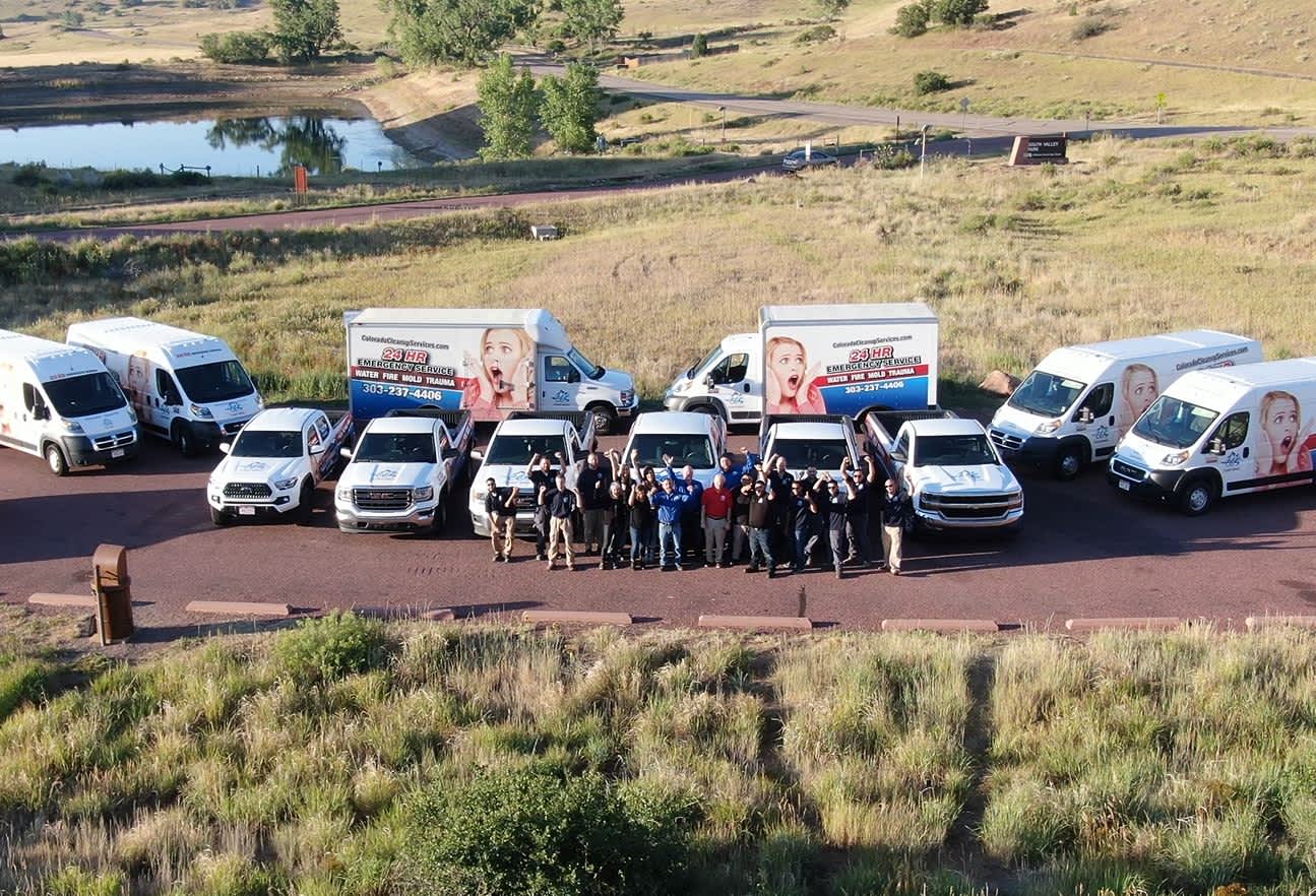 Colorado Cleanup Services showcases a ready, professional team and branded fleet prepared to respond quickly for cleanup and restoration.