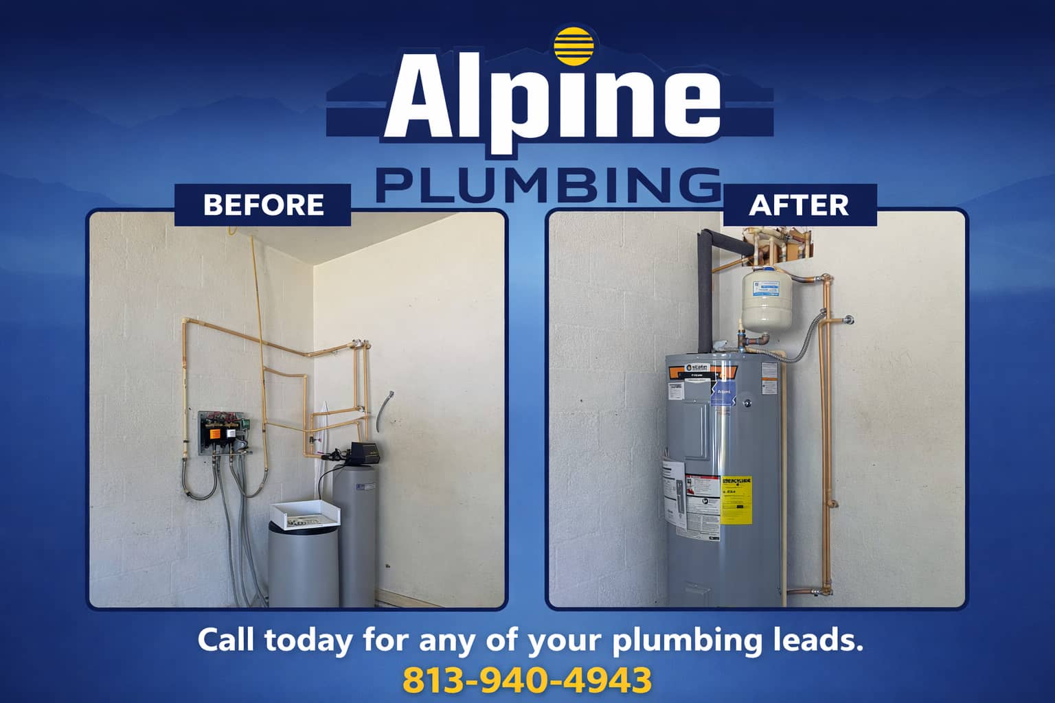 Experience unparalleled service and transformative results with Alpine Plumbing. Call 813-940-4943 today for all your plumbing needs.