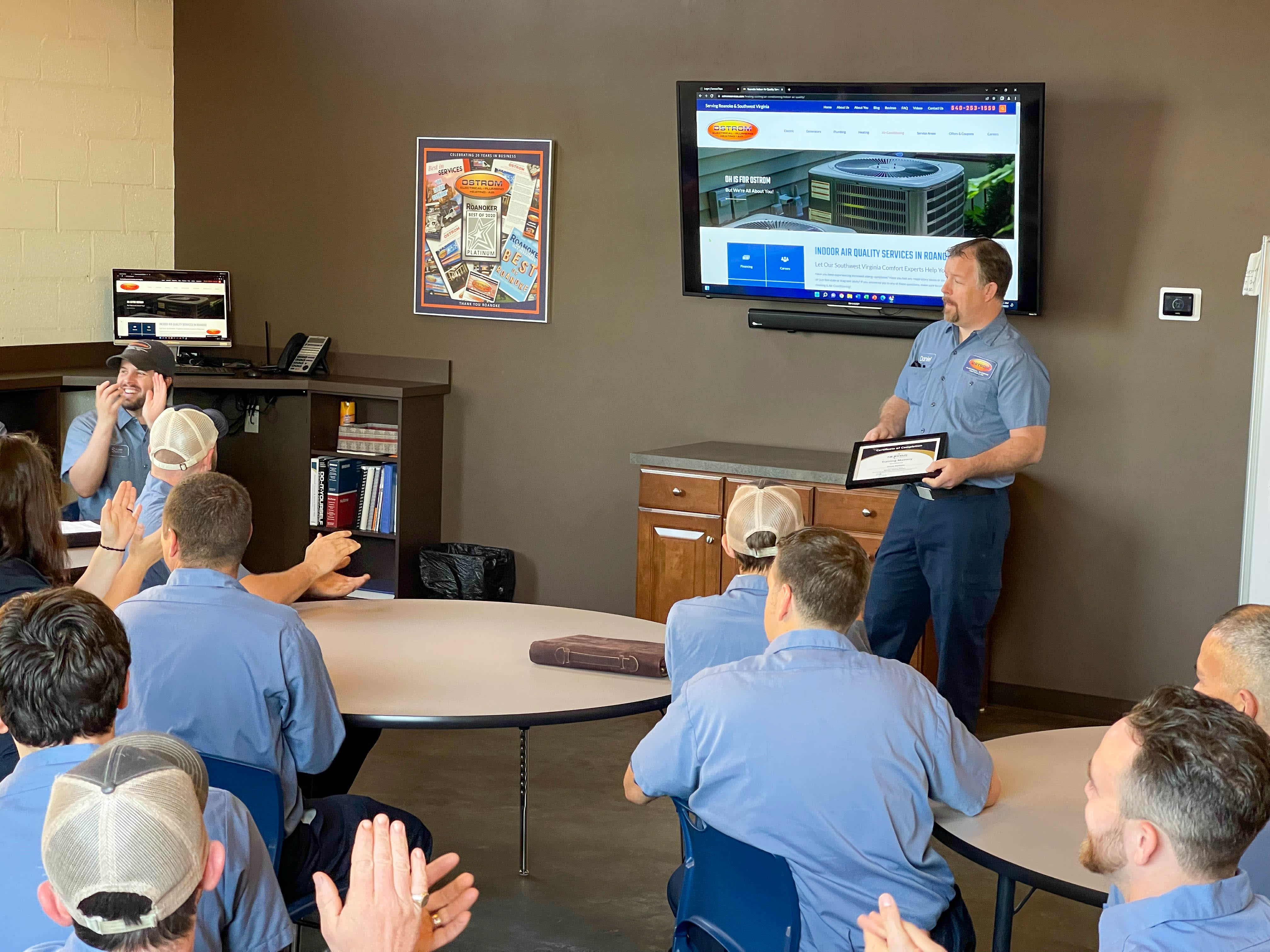 At Ostrom Electrical Plumbing Heating & Air Conditioning, we celebrate our team's dedication and professionalism. Your comfort is our mission!
