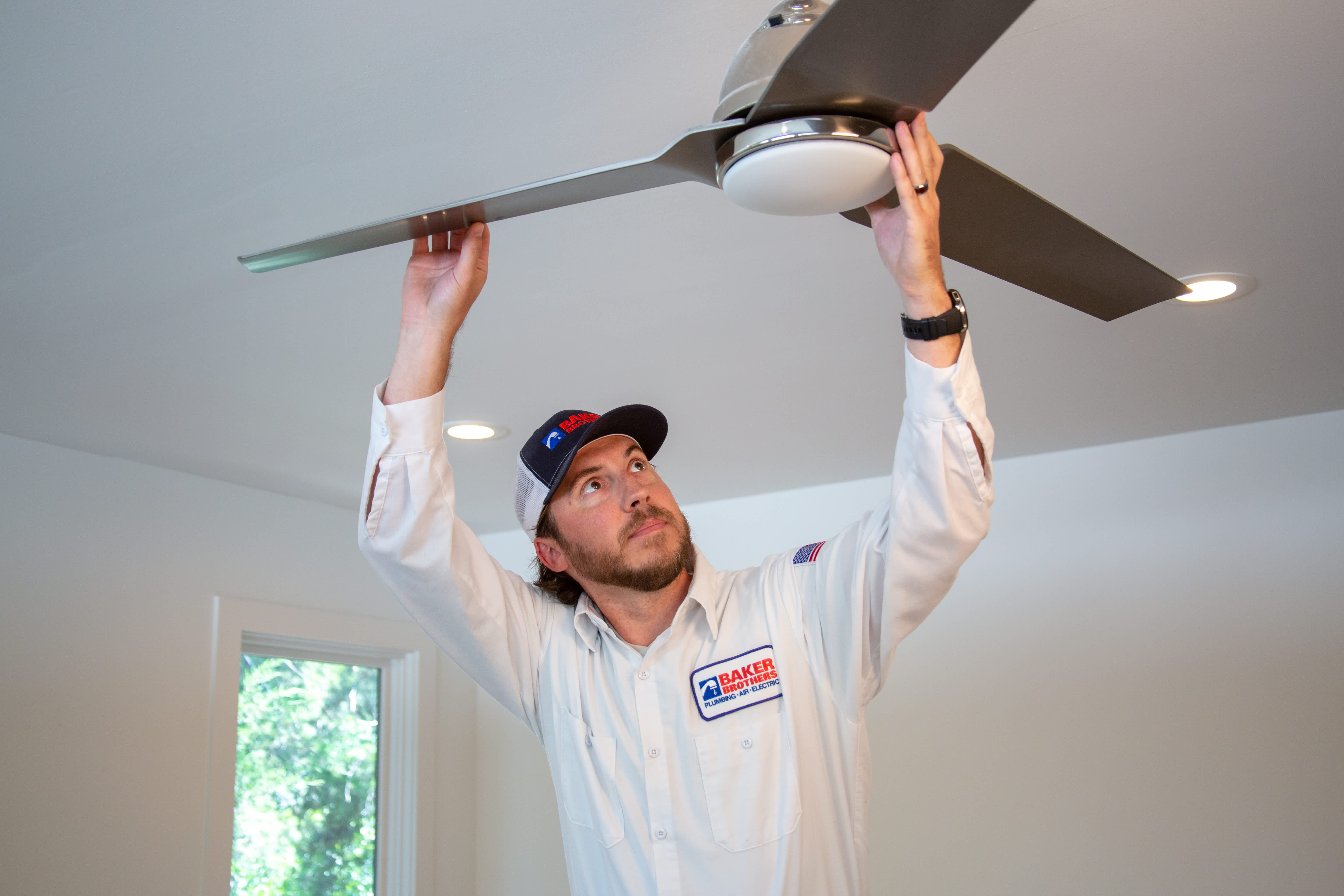 Trust Baker Brothers Plumbing, Air & Electric for professional ceiling fan installations, ensuring comfort and quality at home.